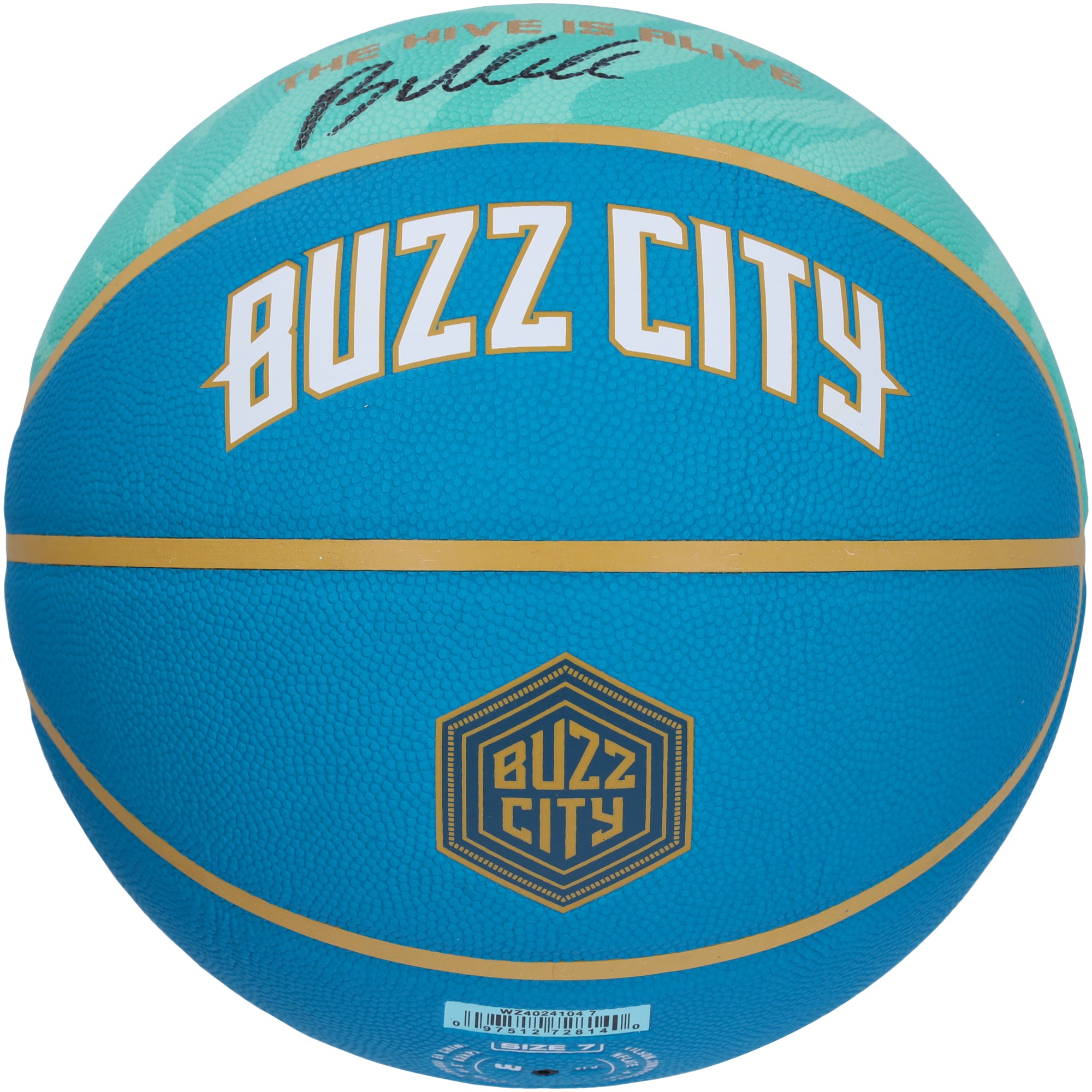 Ballon de basket-ball de collection Wilson 2023-24 City Edition autographié par Brandon Miller des Charlotte Hornets