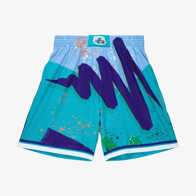 Charlotte Hornets Mitchell & Ness 1992 Hyper Hoops Swingman Shorts - Blue - Mens