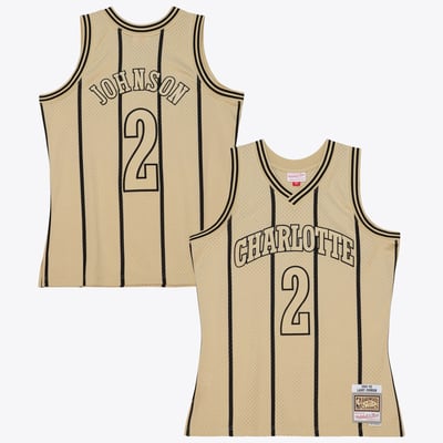 Charlotte Hornets Mitchell & Ness Larry Johnson 1992 Swingman Jersey - Khaki