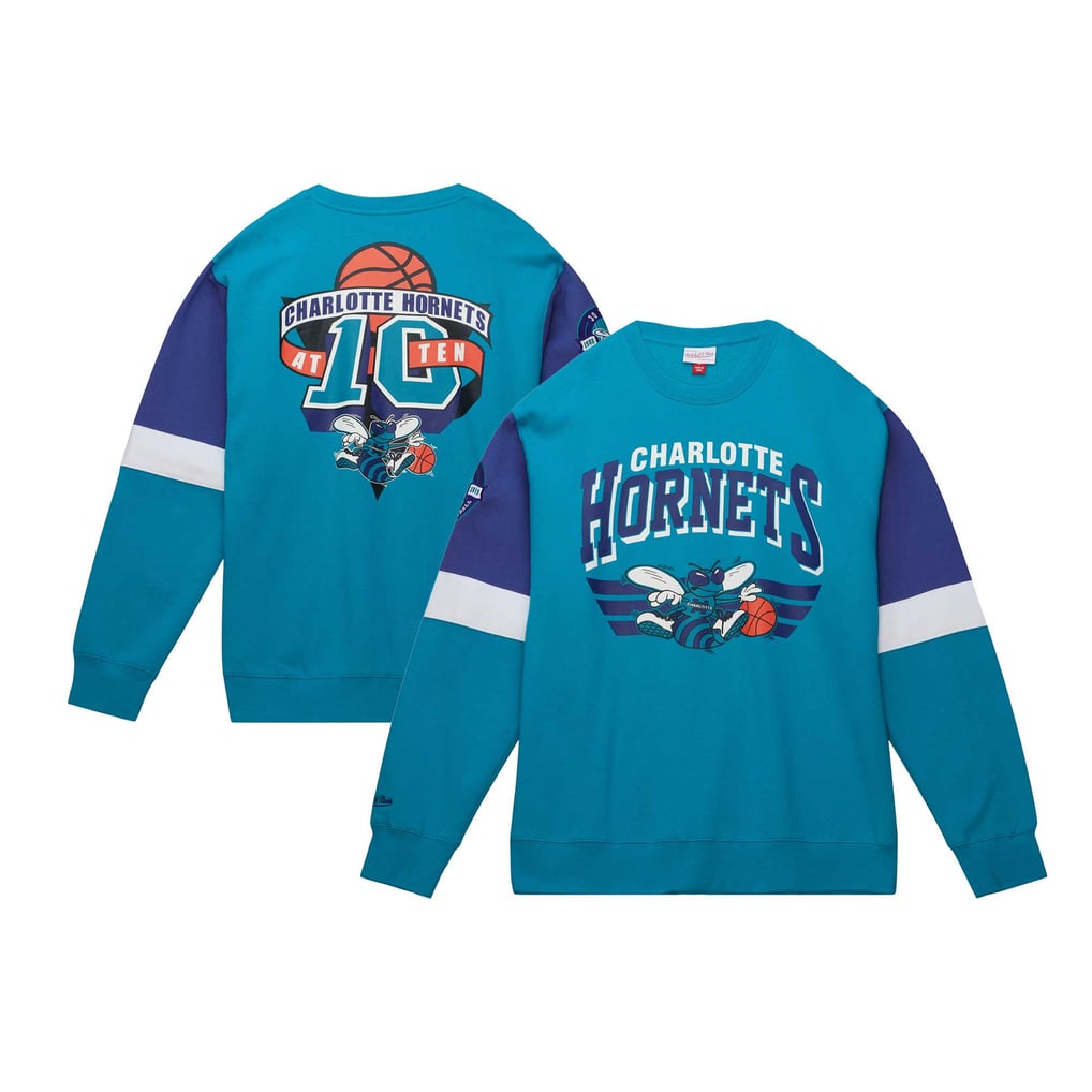 Charlotte Hornets NBA All Over Crew Sweatshirt By Mitchell & Ness 