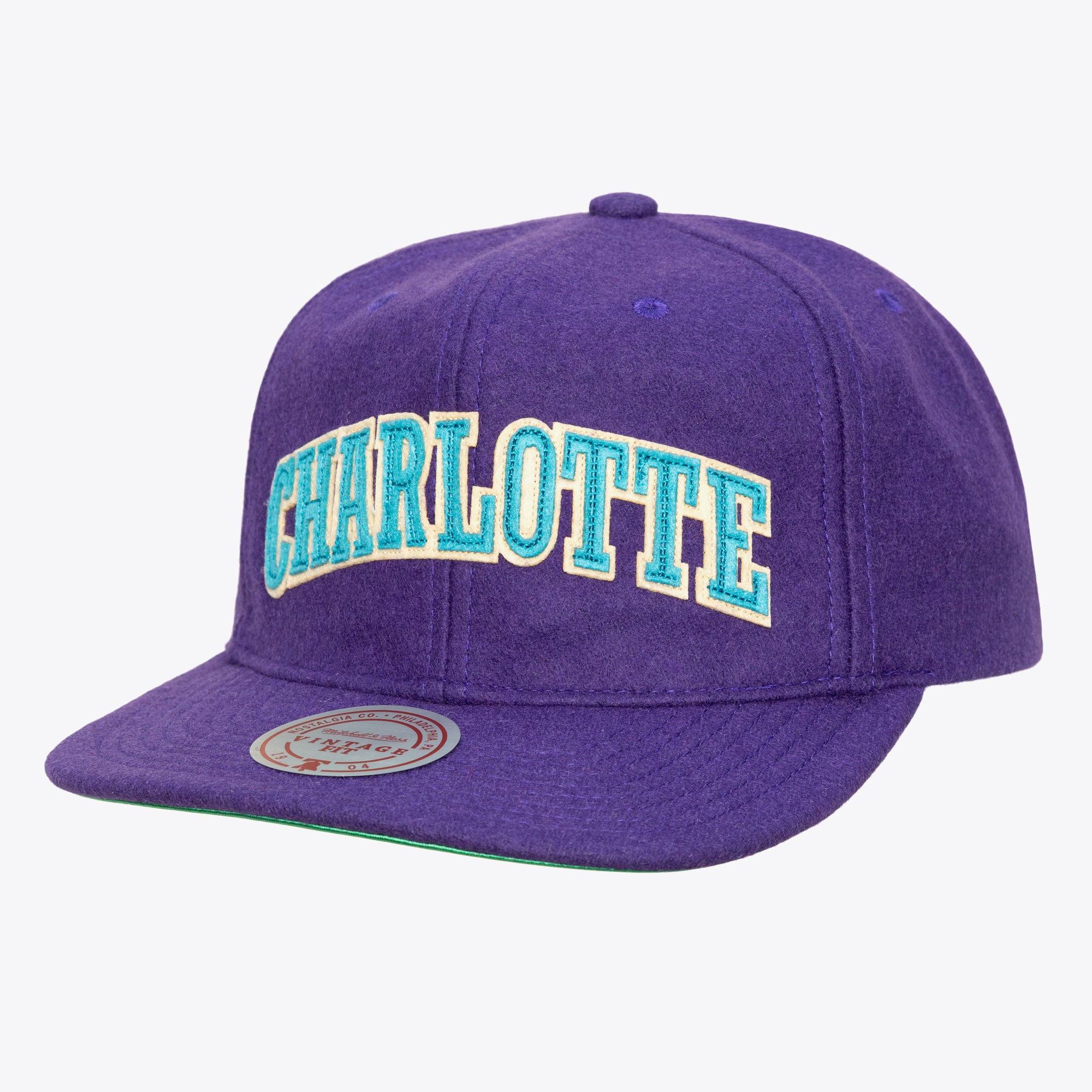 Charlotte Hornets Purple Hardwood Classics Retro Roots Melton Strapback Hat