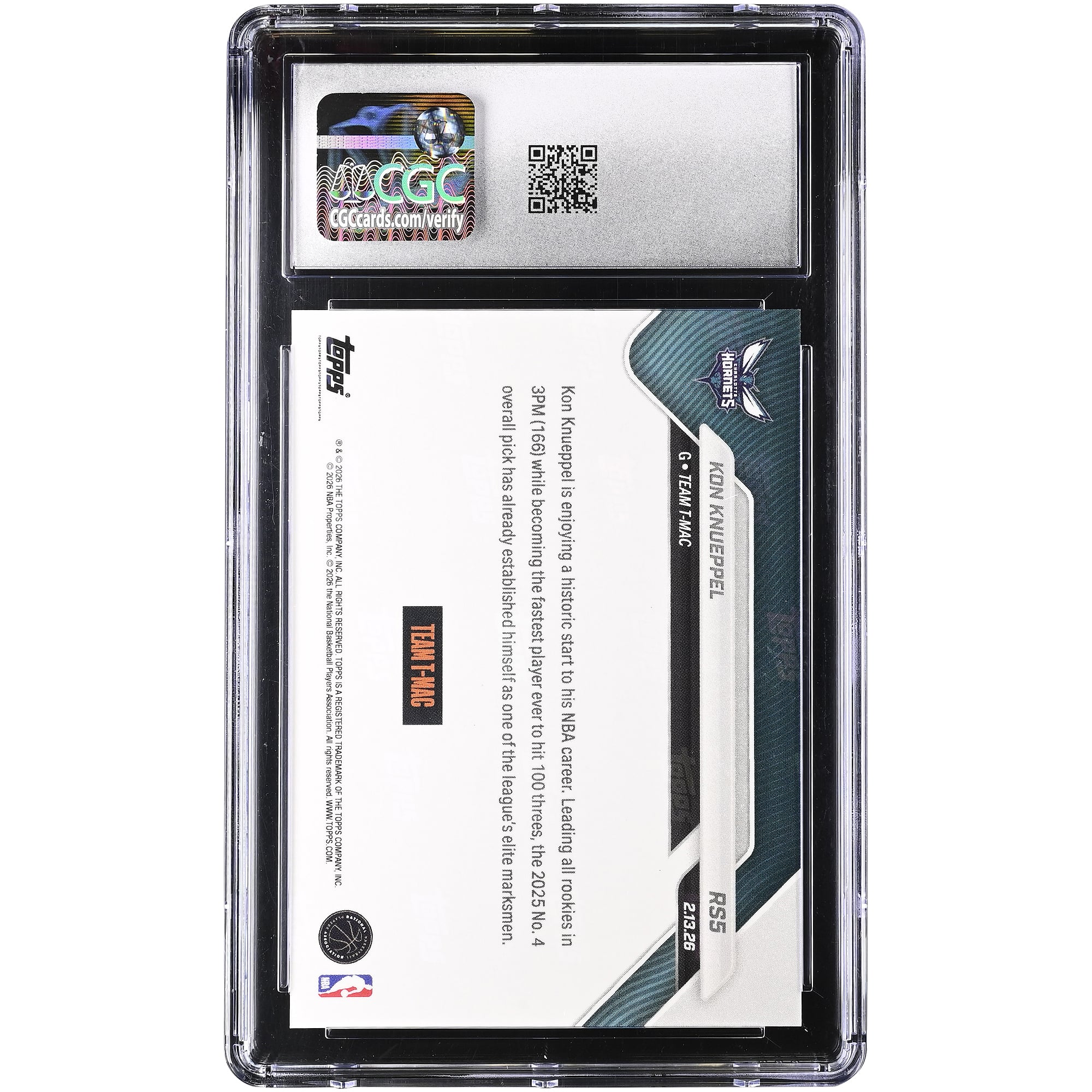 Kon Knueppel Charlotte Hornets 2025-26 Topps Now Rising Stars Foil #RS5 CGC Authenticated Rookie Card