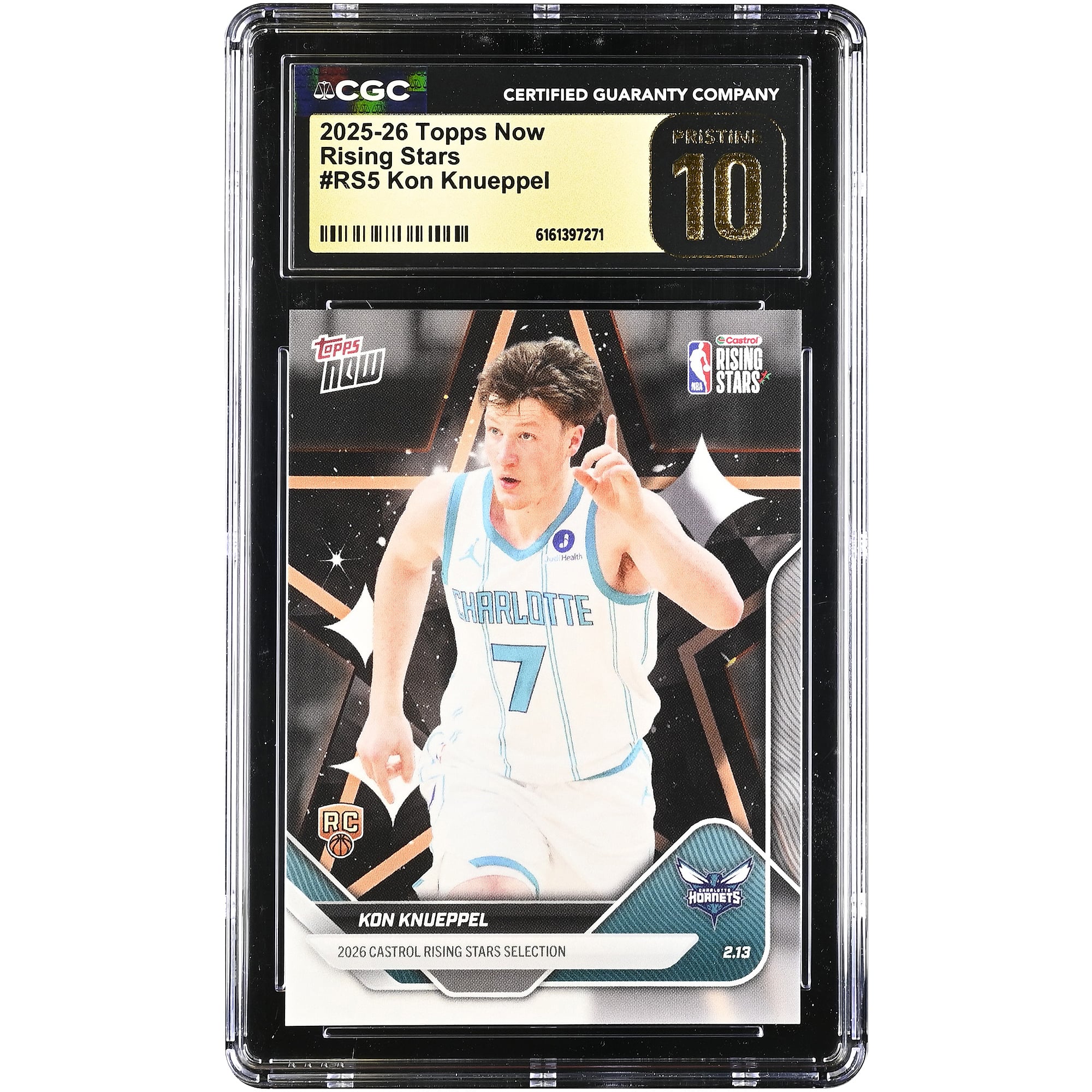 Kon Knueppel Charlotte Hornets 2025-26 Topps Now Rising Stars #RS5 CGC Authenticated PRISTINE 10 Rookie Card