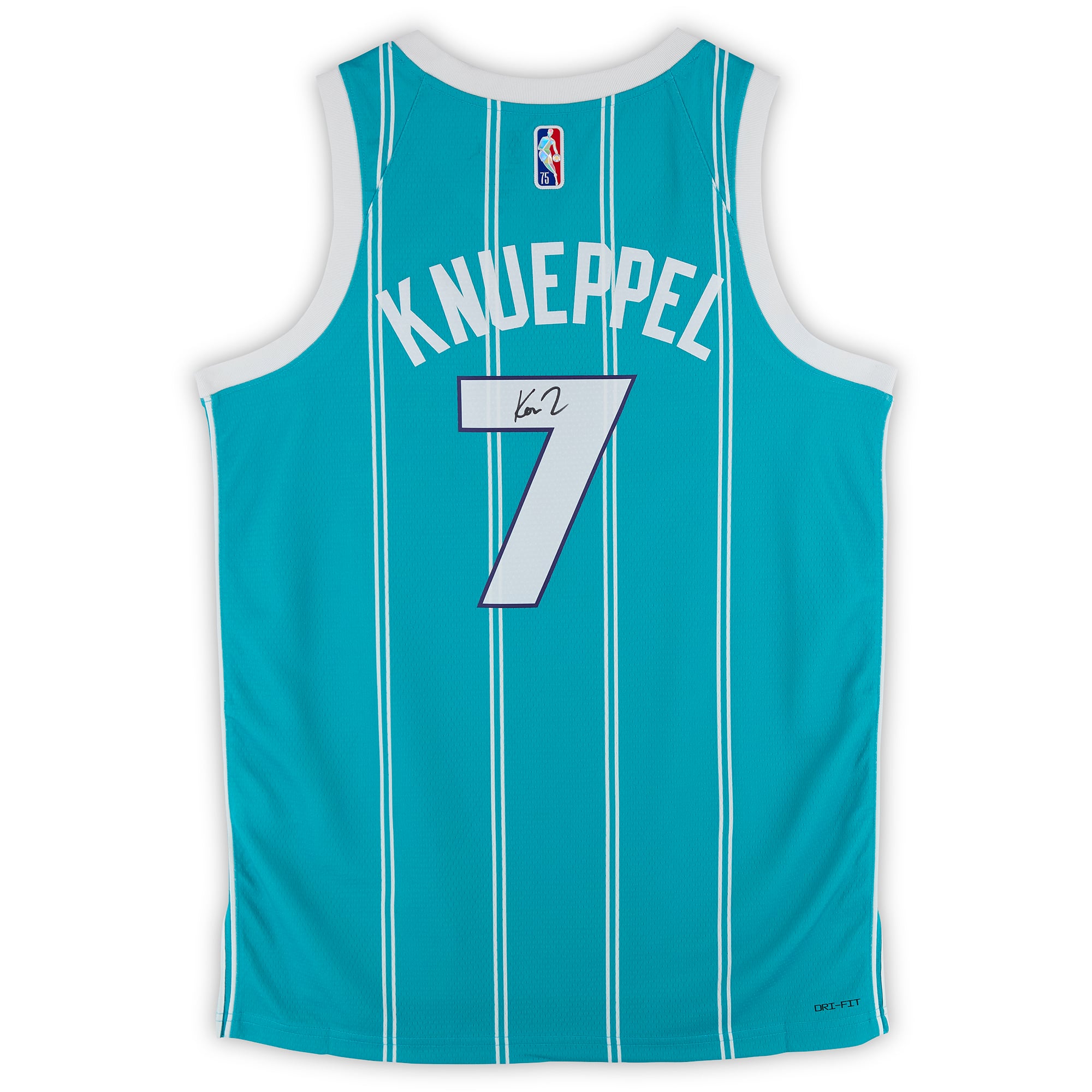 Kon Knueppel Charlotte Hornets Autographed Teal Jordan Brand 2021-22 75th Anniversary Edition Icon Swingman Jersey