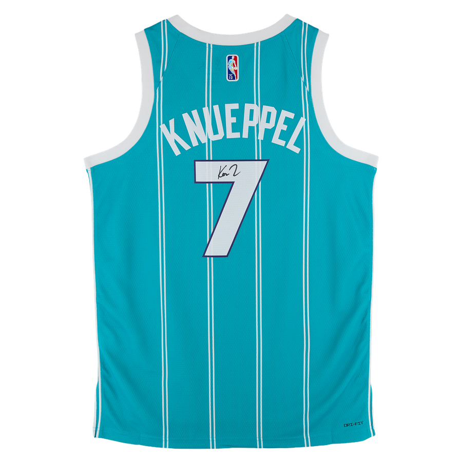 Kon Knueppel Charlotte Hornets Autographed Teal Jordan Brand 2021-22 75th Anniversary Edition Icon Swingman Jersey