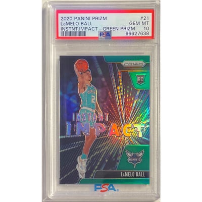 Lamelo Ball 2020-21 Panini Prizm Instant Impact Green Prizm Rc #21 