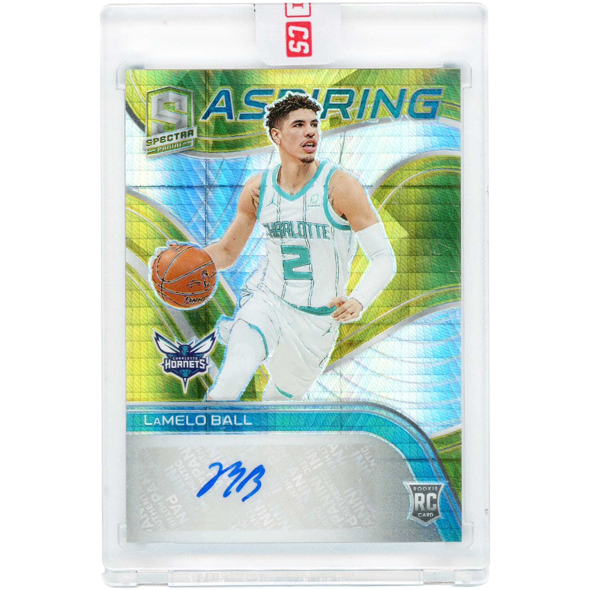 Carte de recrue autographiée de LaMelo Ball (Charlotte Hornets) 2020-21 Panini Spectra Gold Asia Prizm Aspiring #ASP-LBL #1/4