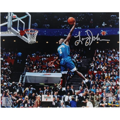 Larry Johnson Charlotte Hornets Autographed Fanatics Authentic 8" x 10" Dunk Contest Photograph 