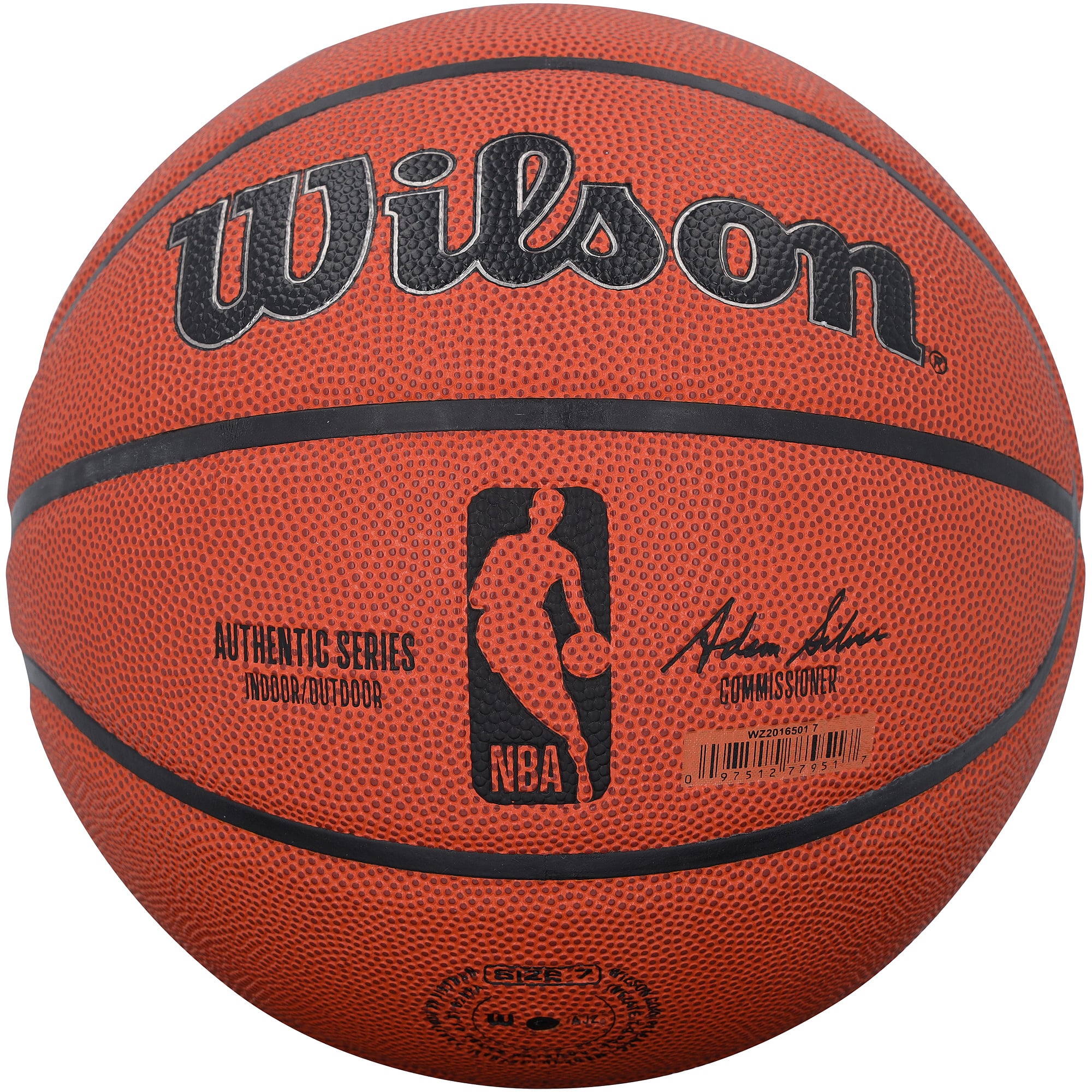 Ballon de basketball Wilson Authentic Series autographié par Larry Johnson (Charlotte Hornets), utilisable en intérieur et en extérieur