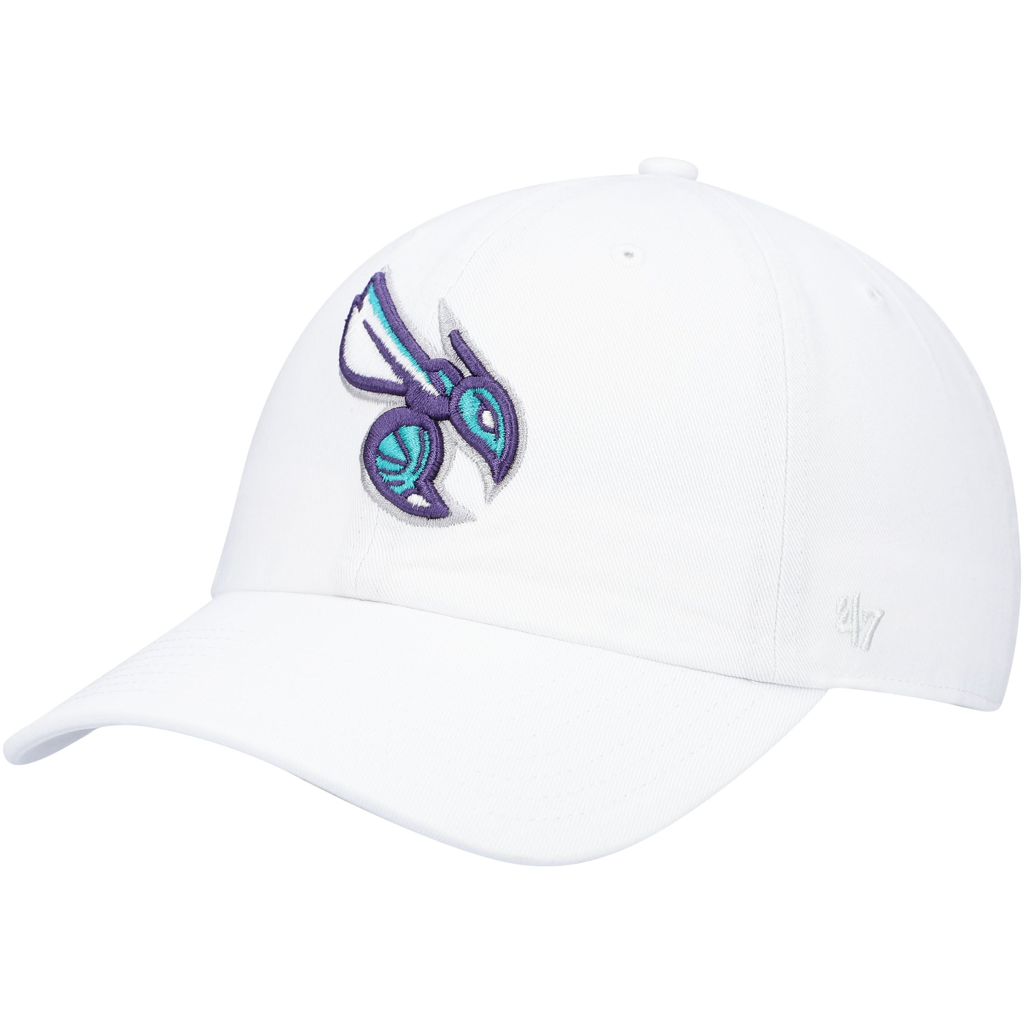 Men's '47  White Charlotte Hornets Core Logo Clean Up Adjustable Hat