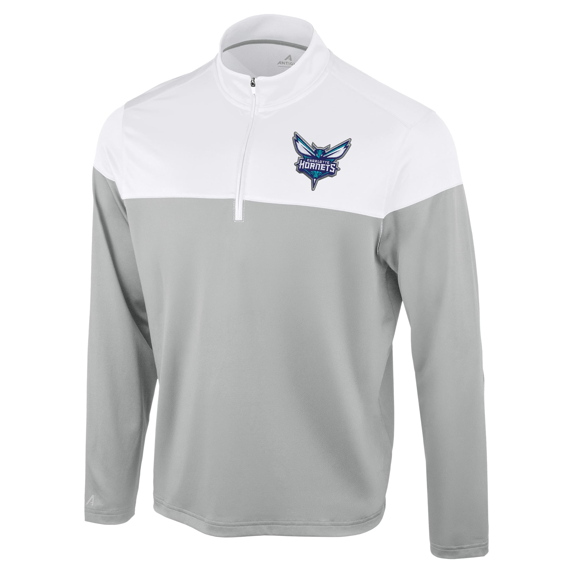 Pull à col zippé 1/4 Antigua gris/blanc Charlotte Hornets pour homme