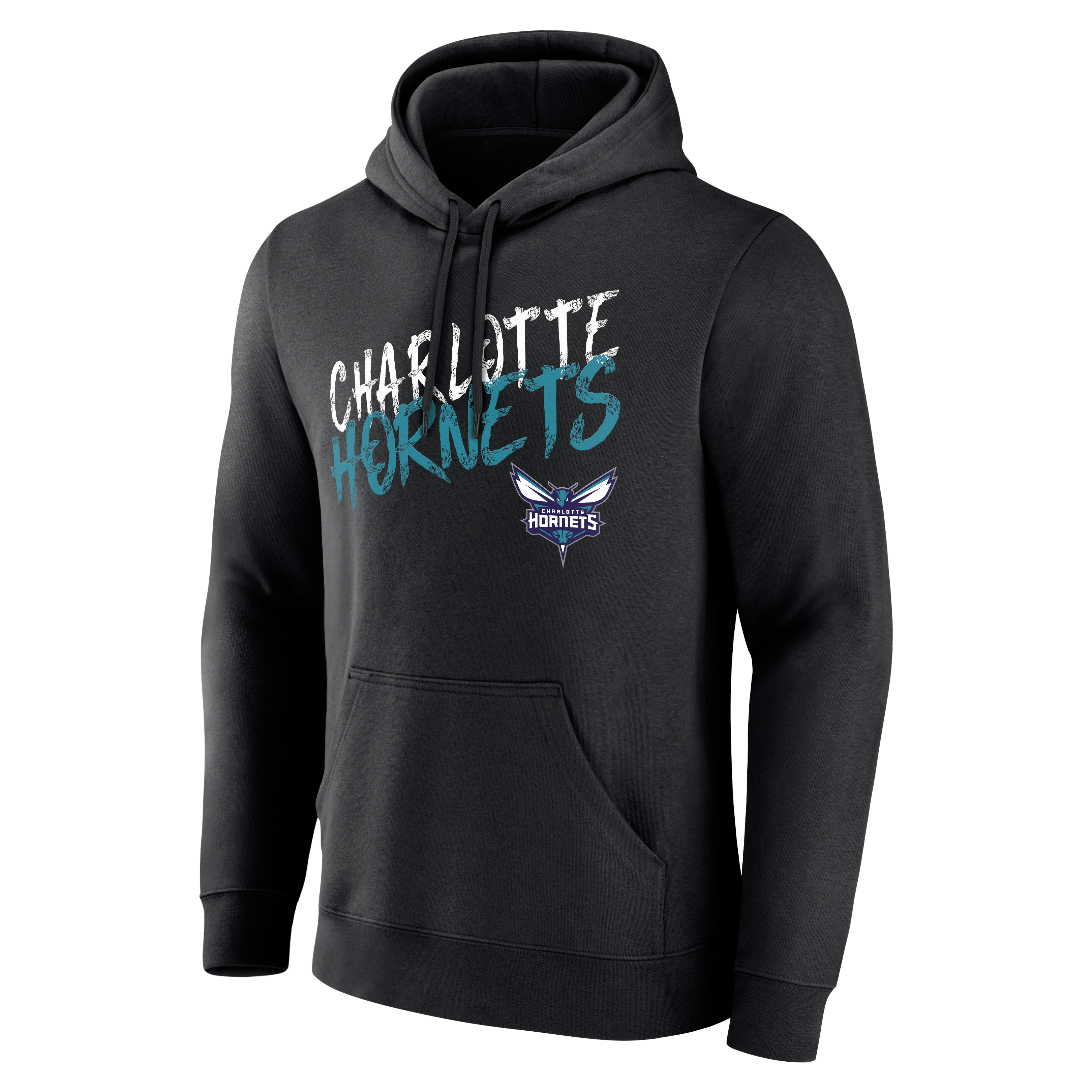 Sweat à capuche noir Charlotte Hornets Hustle pour homme, personnalisé avec nom et numéro.