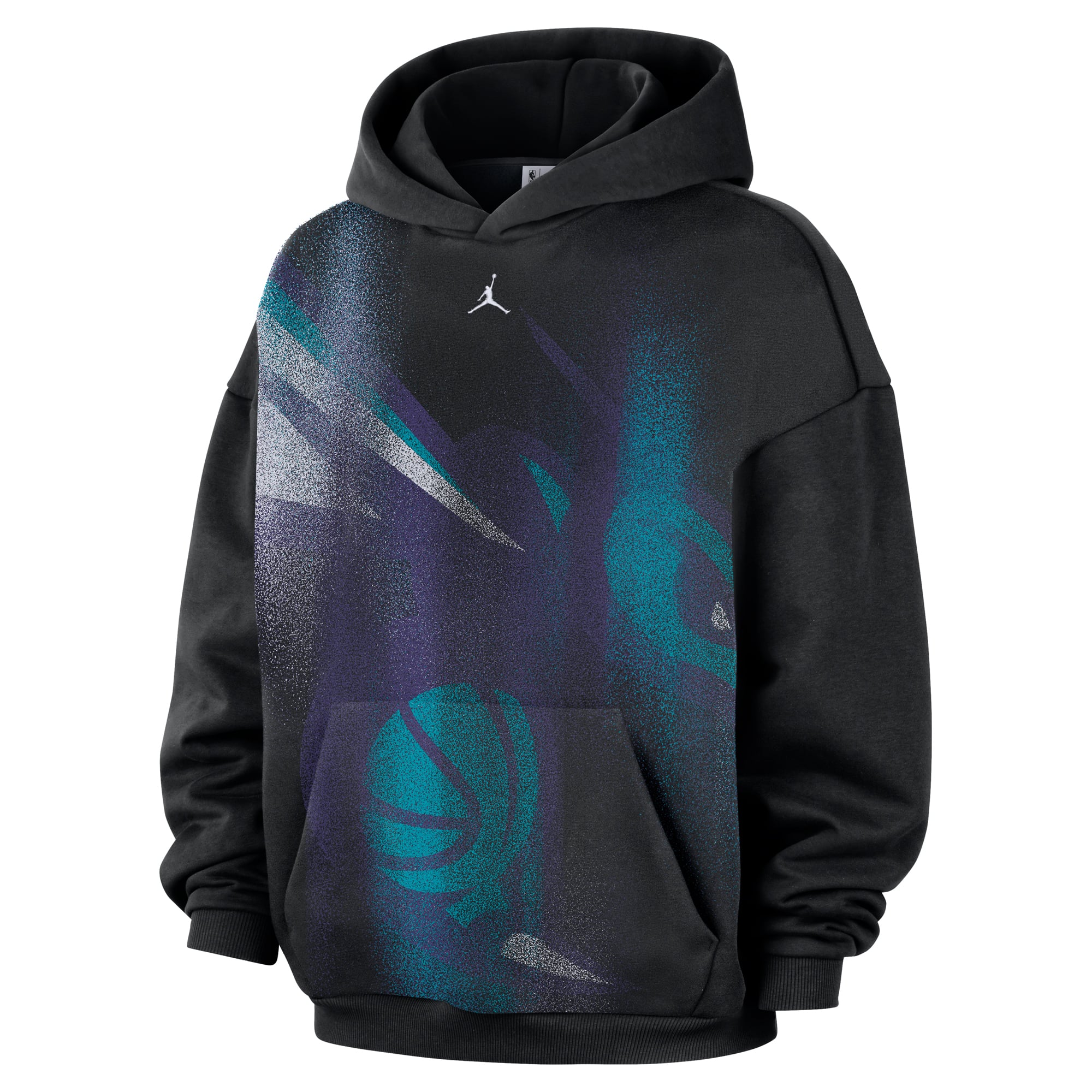 Sweat à capuche en polaire Jordan Brand noir Charlotte Hornets 2026 Standard Issue Practice Icon pour homme