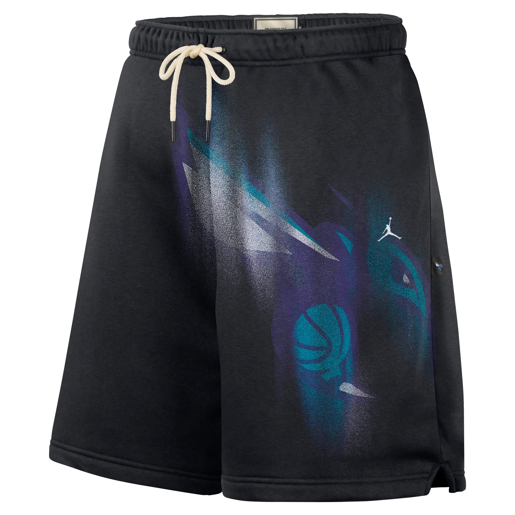 Short en polaire Jordan Brand Black Charlotte Hornets 2026 Standard Issue Practice Icon pour homme