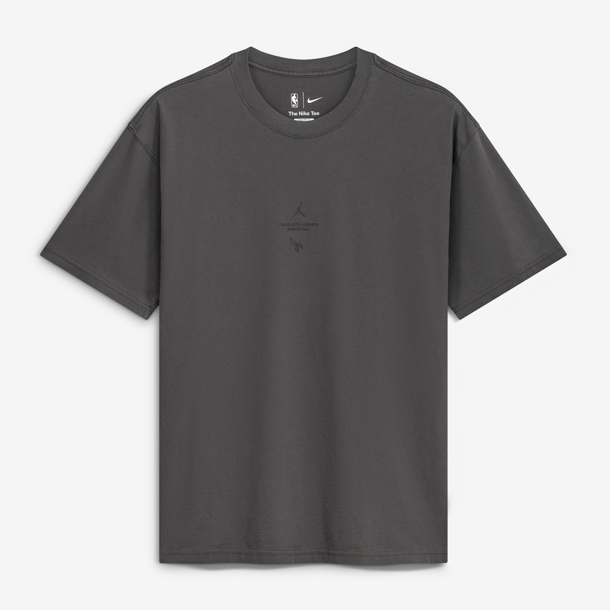 T-shirt Jordan Brand Charcoal Charlotte Hornets 2026 Standard Issue Pre-Game Max 90 pour homme