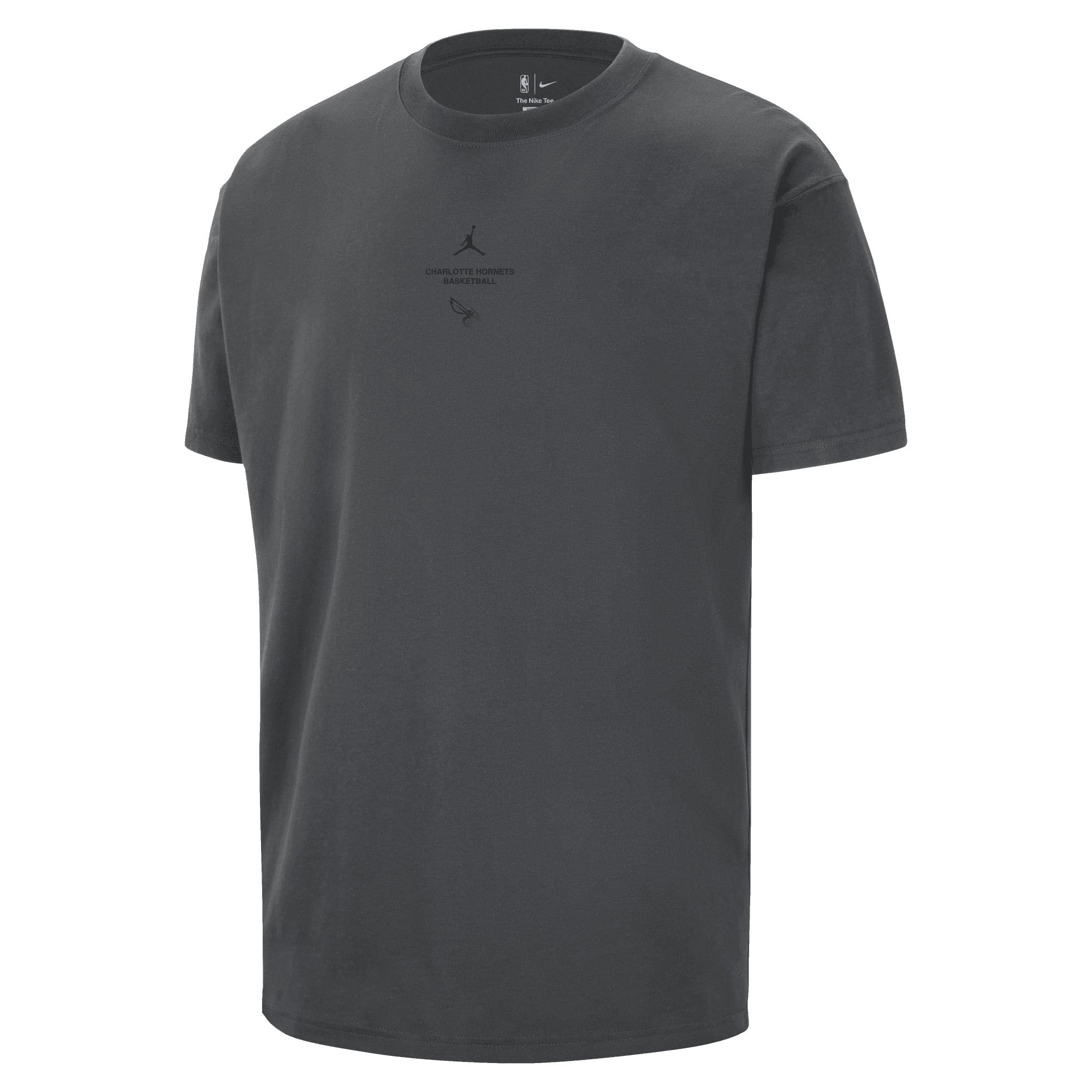 T-shirt Jordan Brand Charcoal Charlotte Hornets 2026 Standard Issue Pre-Game Max 90 pour homme