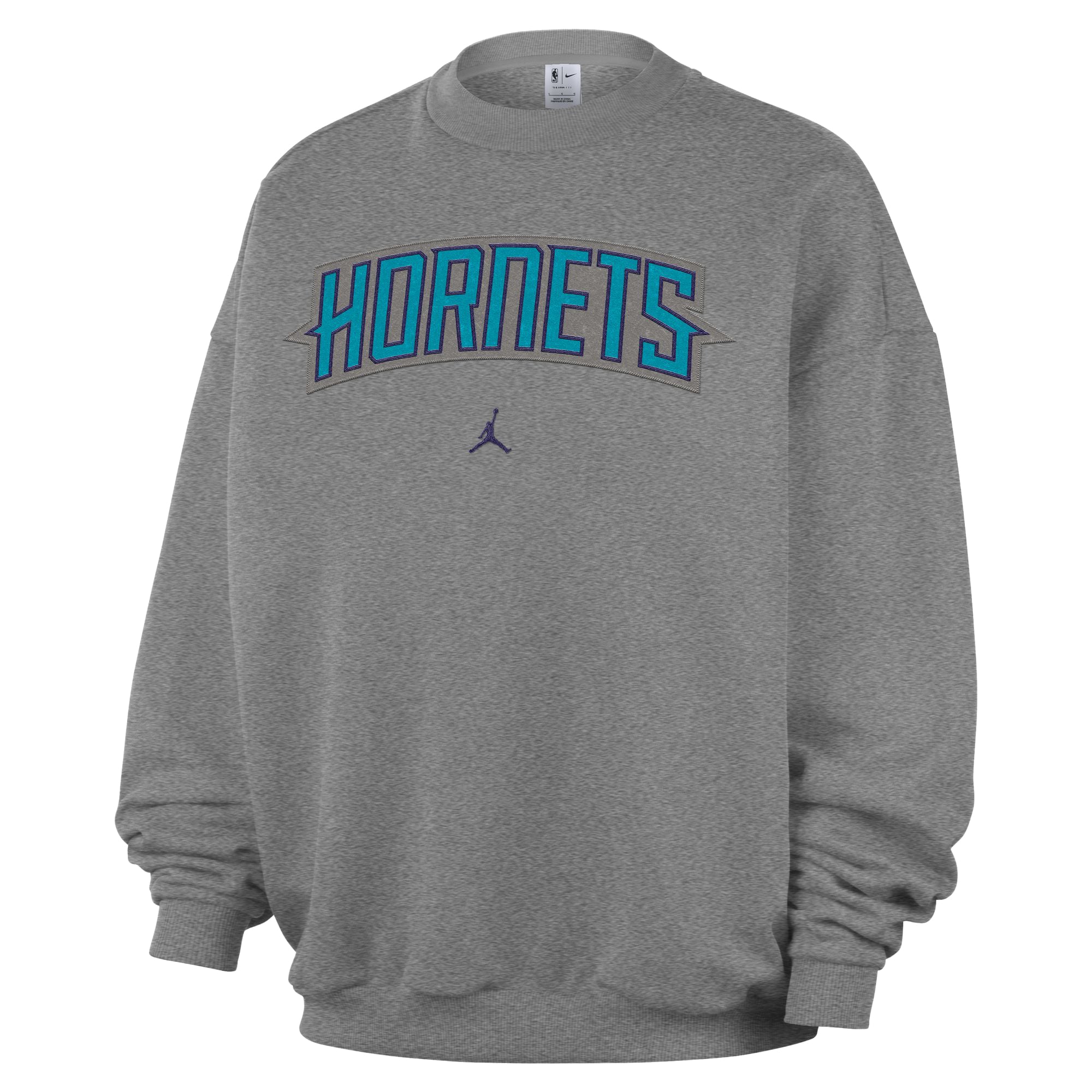 Sweat-shirt Therma-Fit en polaire Jordan Brand gris chiné foncé Charlotte Hornets Standard Issue Wordmark pour homme