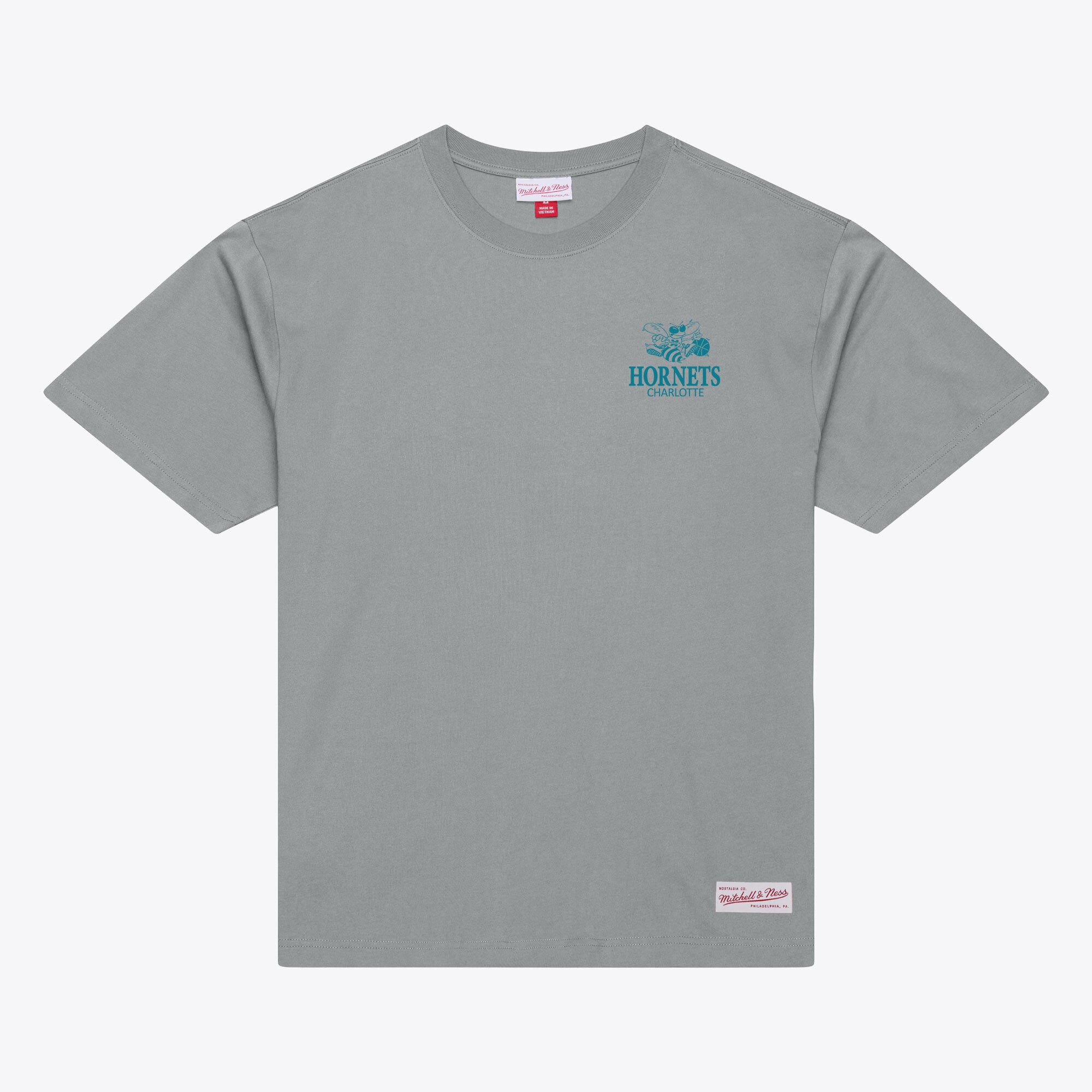 T-shirt Mitchell & Ness gris Charlotte Hornets Core Essentials pour homme