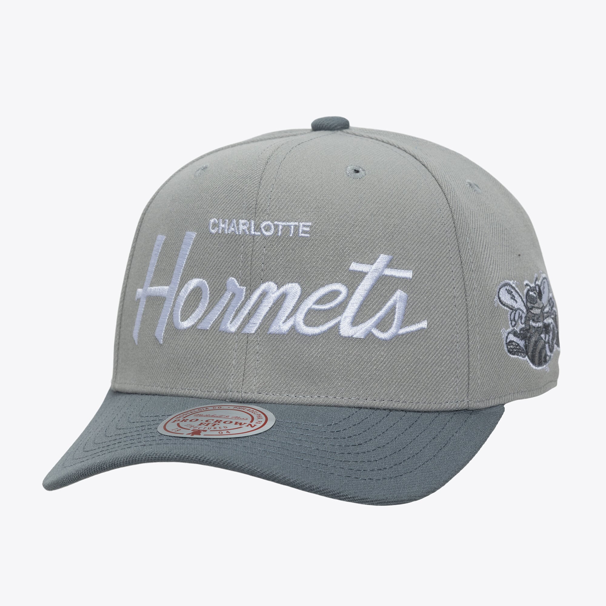 Men's Mitchell & Ness Gray Charlotte Hornets Thunderstorm Head Coach Pro Crown Snapback Hat
