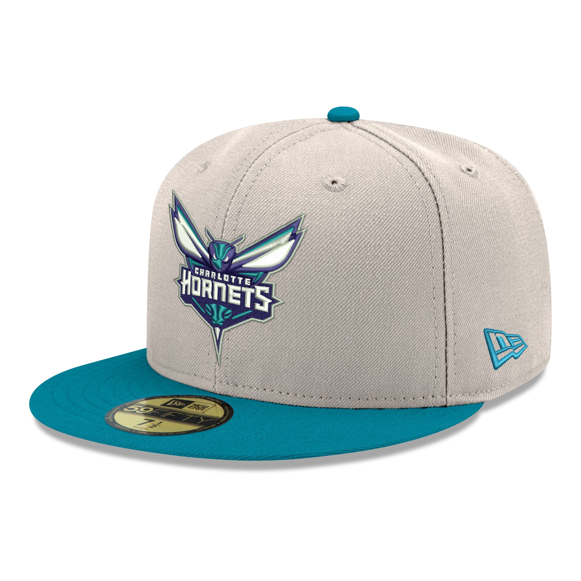 Men's Charlotte Hornets  New Era Beige/Teal Chrome 59FIFTY Fitted Hat