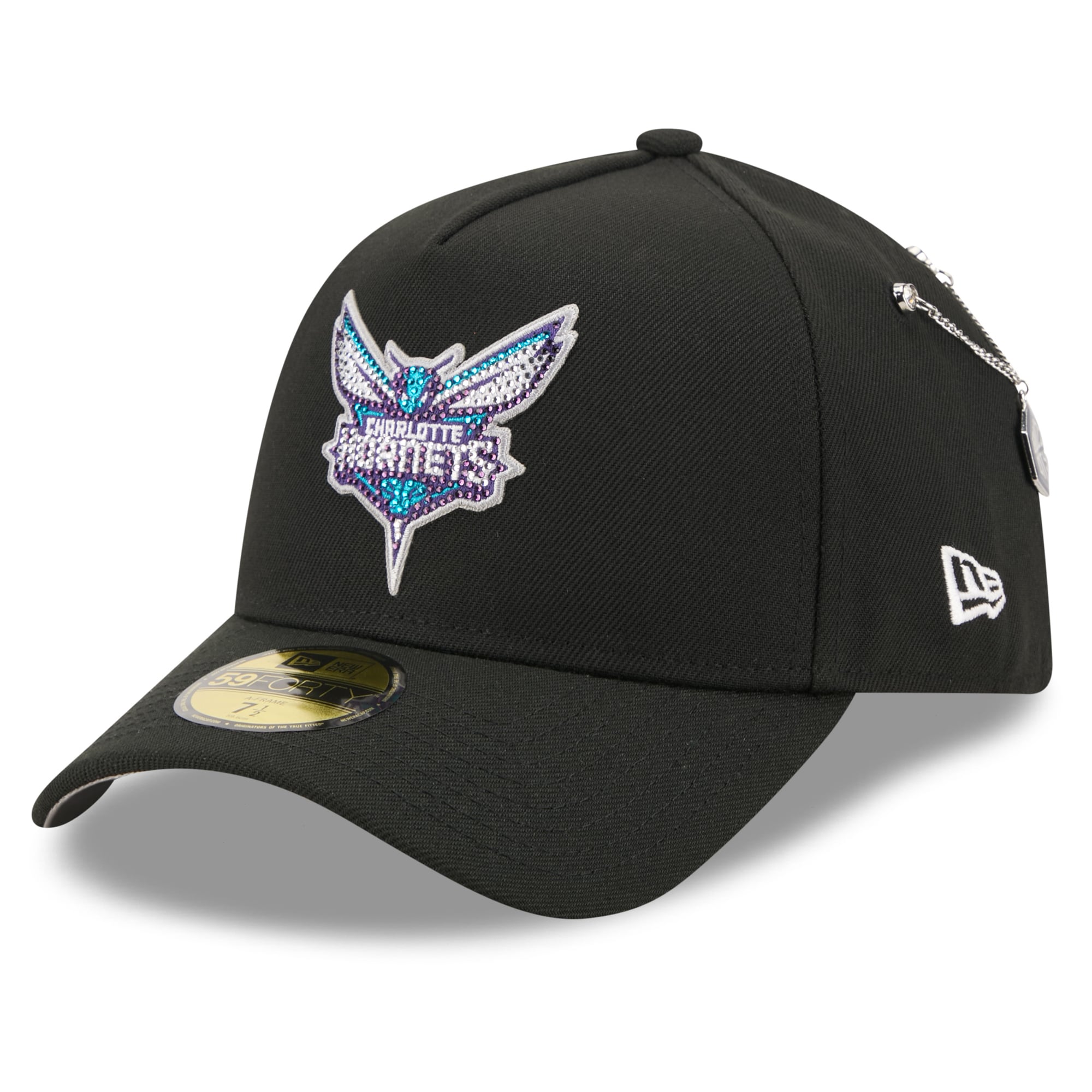 Men's Charlotte Hornets New Era Black 2026 NBA Draft On-Stage Crystal A-Frame 59FORTY Fitted Hat