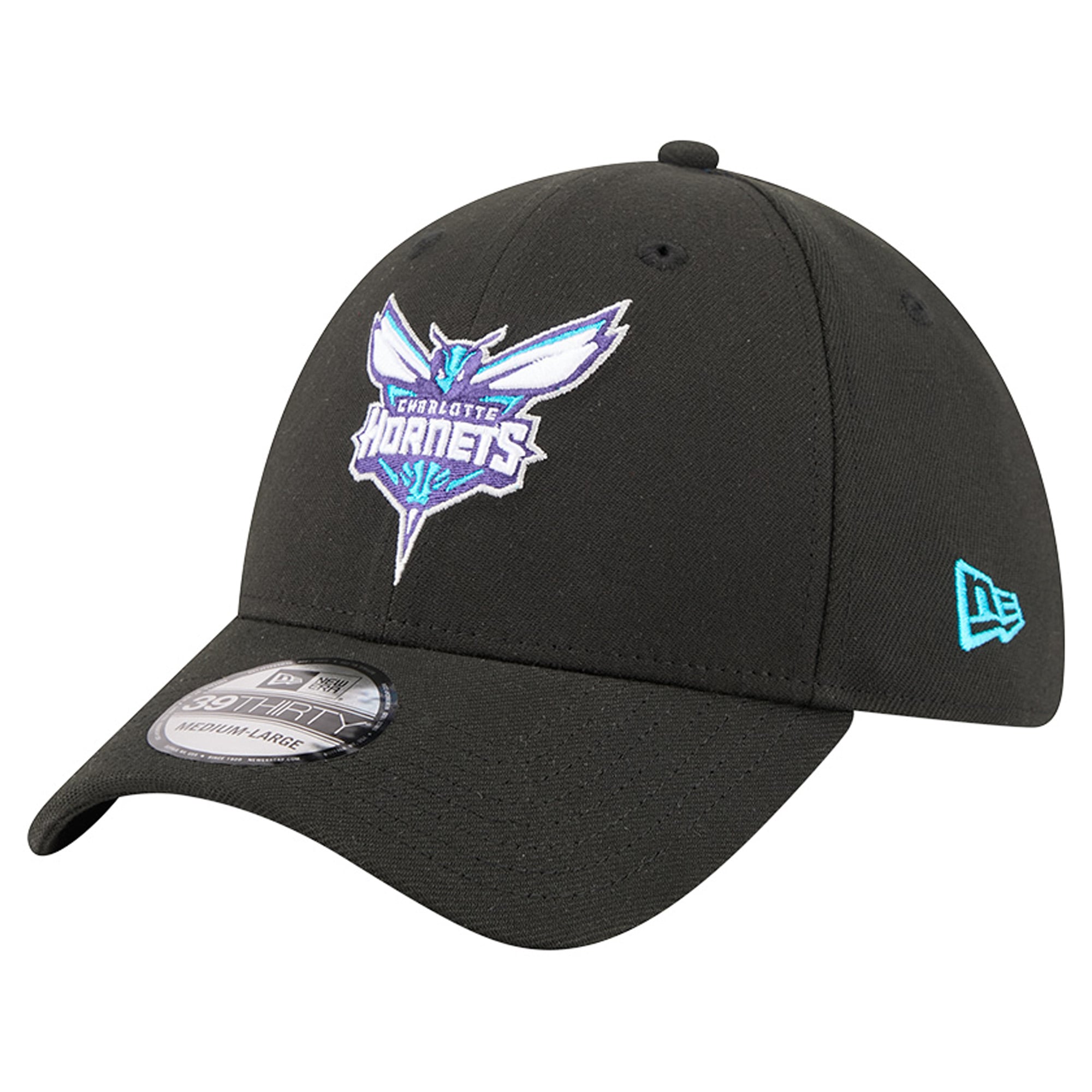 Men's New Era Black Charlotte Hornets 39THIRTY Flex Hat
