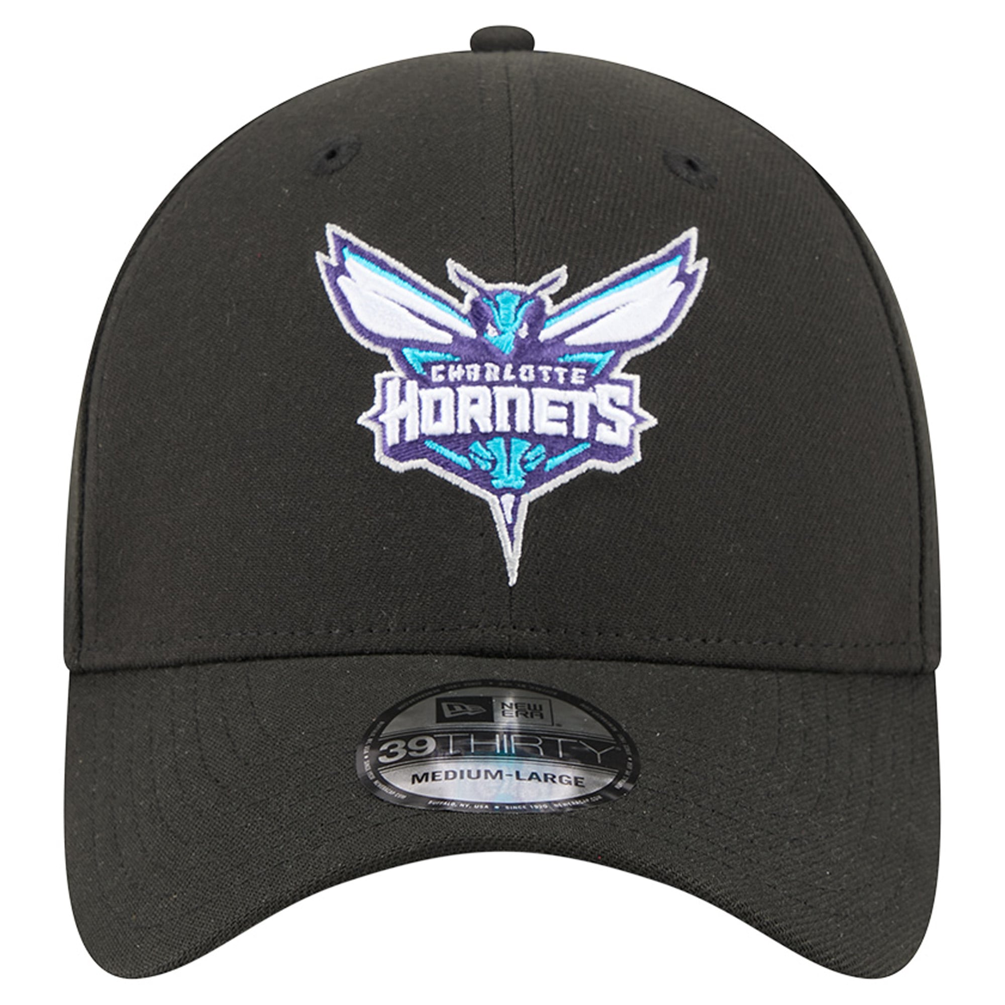 Men's New Era Black Charlotte Hornets 39THIRTY Flex Hat
