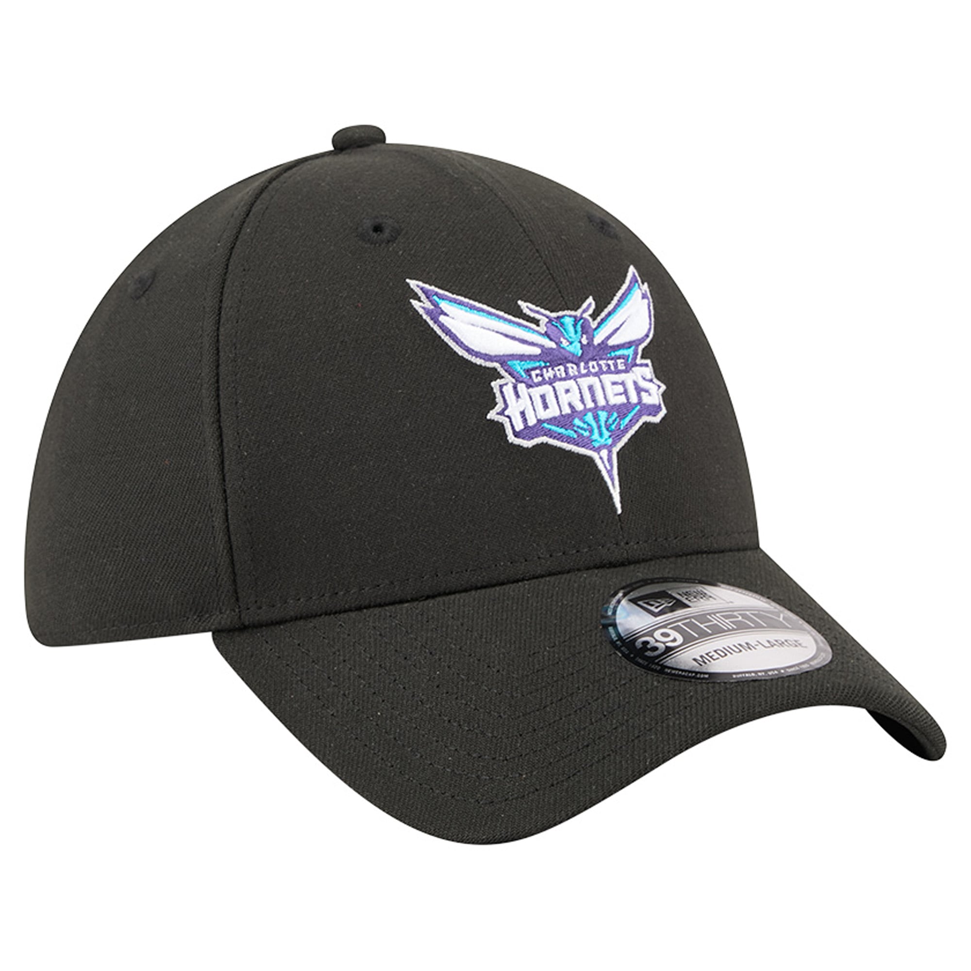 Men's New Era Black Charlotte Hornets 39THIRTY Flex Hat