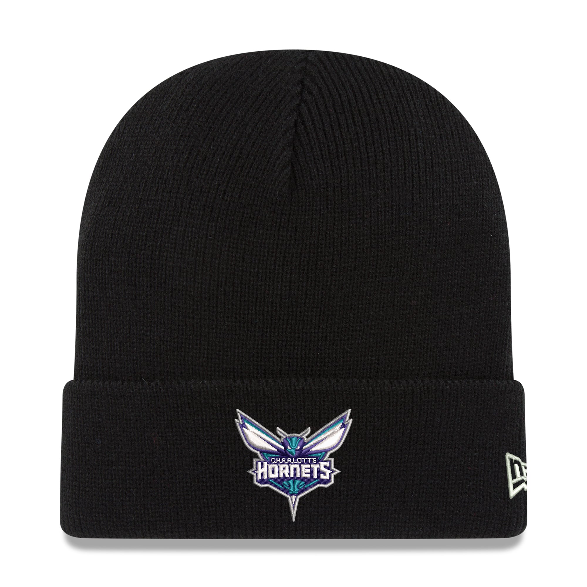Men's New Era Black Charlotte Hornets Cuffed Knit Hat