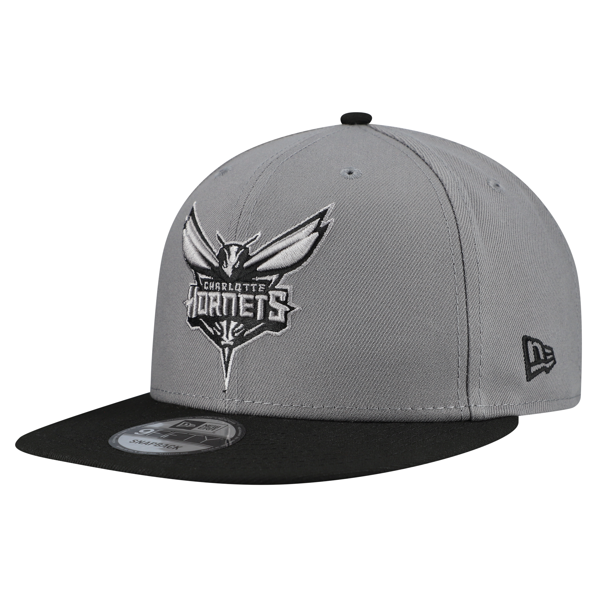 Men's Charlotte Hornets New Era Gray Core Logo Storm Gray Two-Tone 9FIFTY Snapback Hat