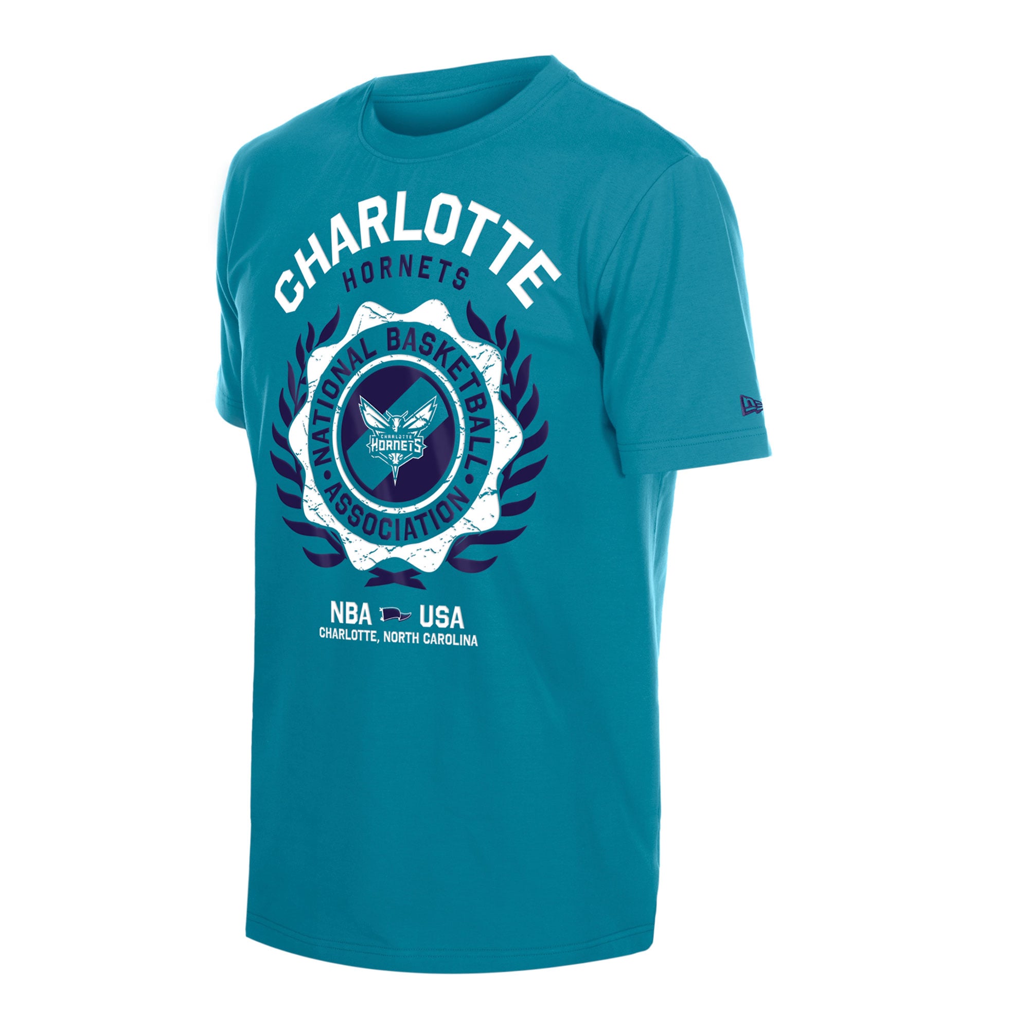 T-shirt floqué New Era bleu sarcelle Charlotte Hornets pour homme