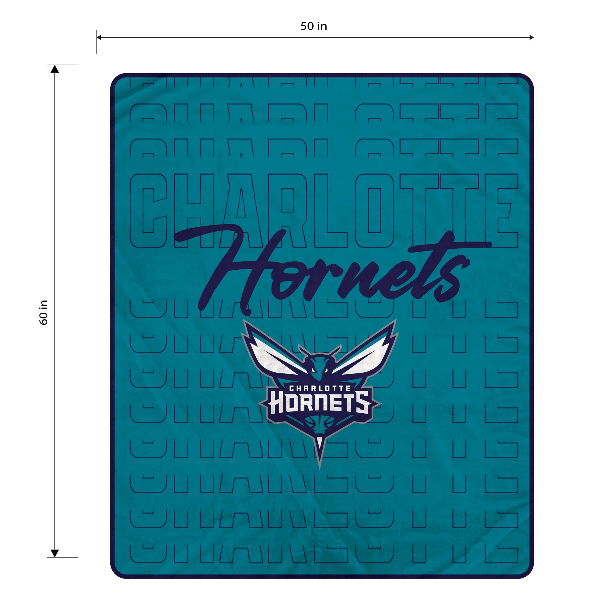 Couverture ultra douce Pegasus Charlotte Hornets Echo Script Fade 50" x 60"