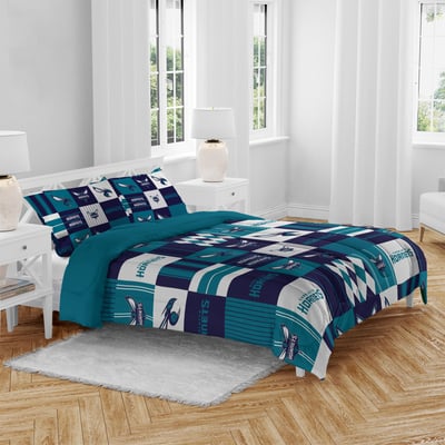 Charlotte Hornets Pegasus Patchwork Plaid Three-Piece Full/Queen Bed in a Bag Set