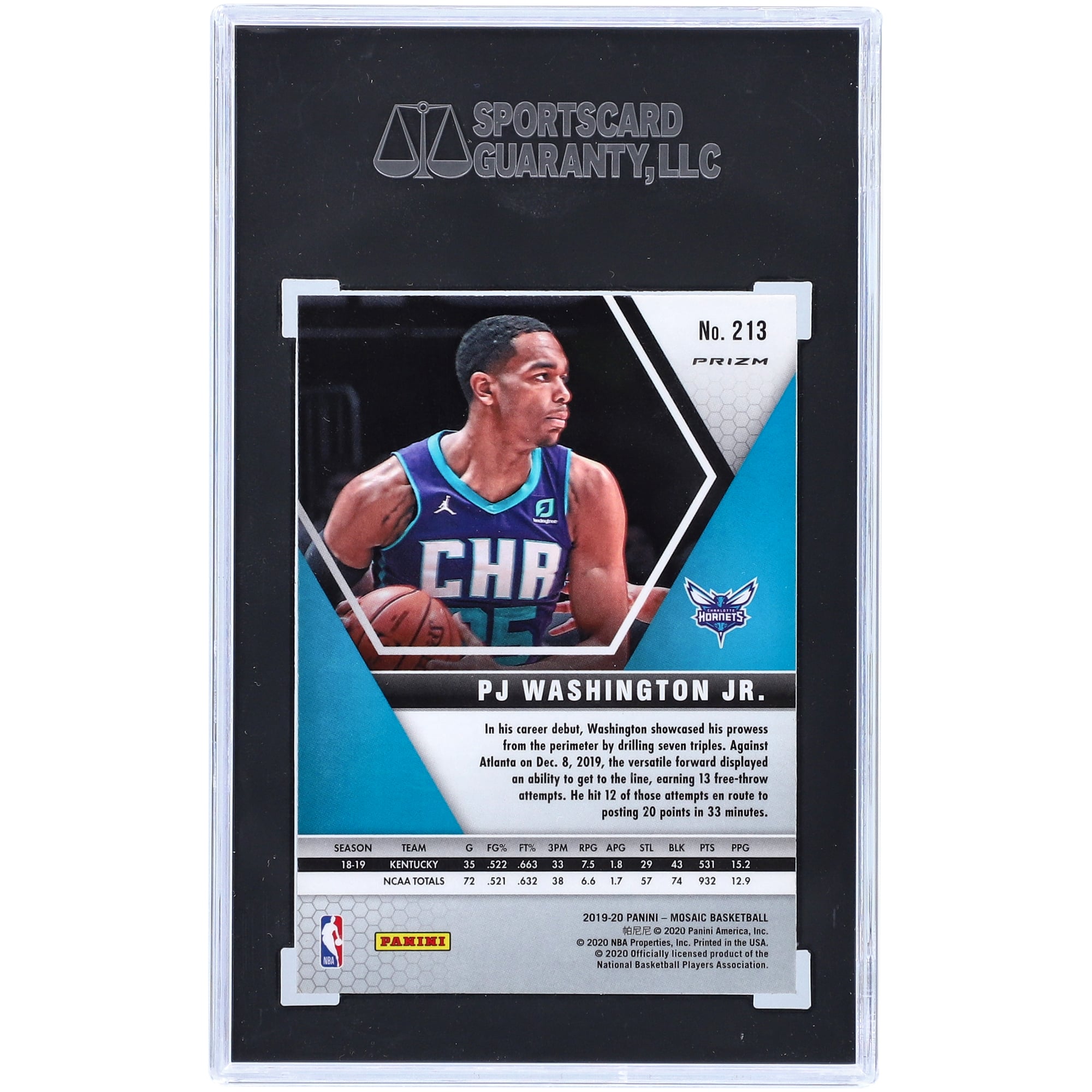 2020 Panini パッチカード P・J・ワシントン 5/25 ルーキー 直筆サイン 