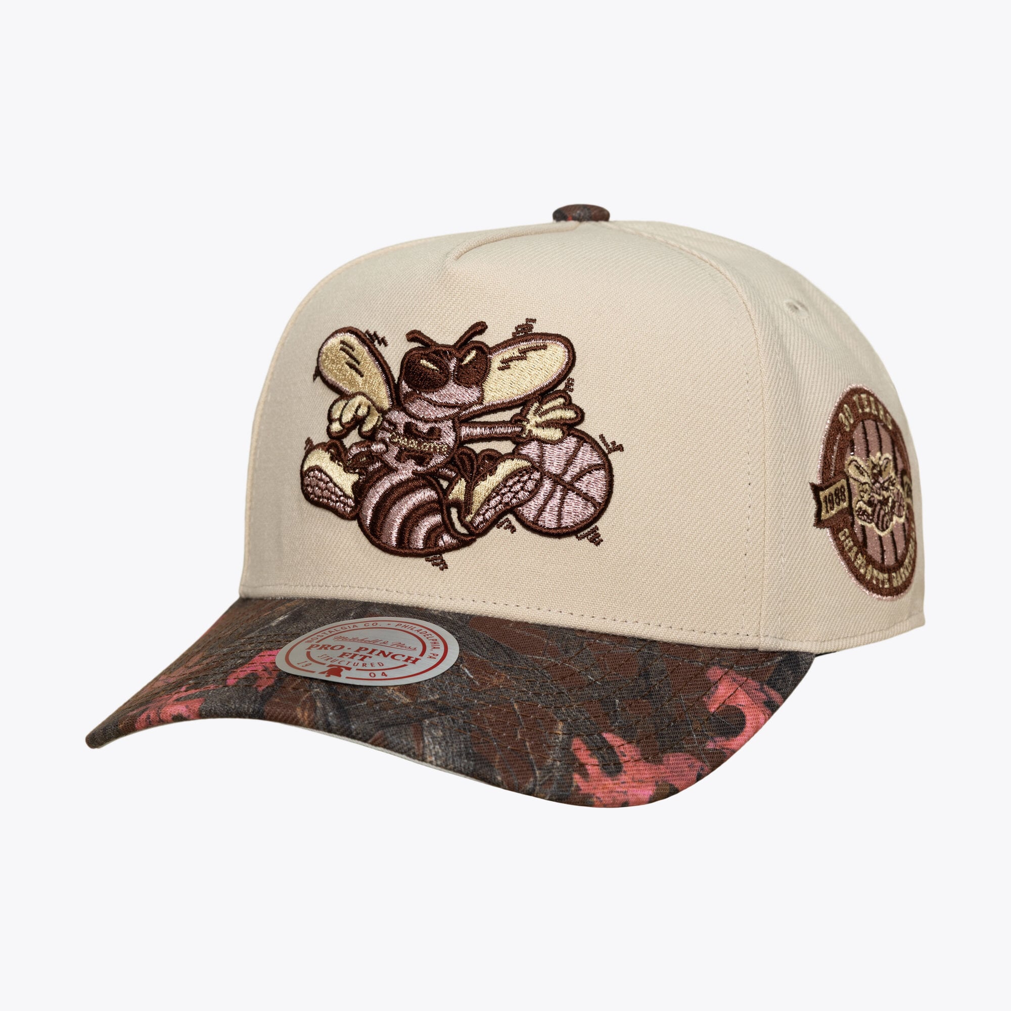 Casquette unisexe Mitchell & Ness Cream Charlotte Hornets Hardwood Classics Automne Rose Pro