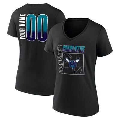 Charlotte Hornets Women's Home Court Pop Personalized Name & Number V-Neck T-Shirt - Black