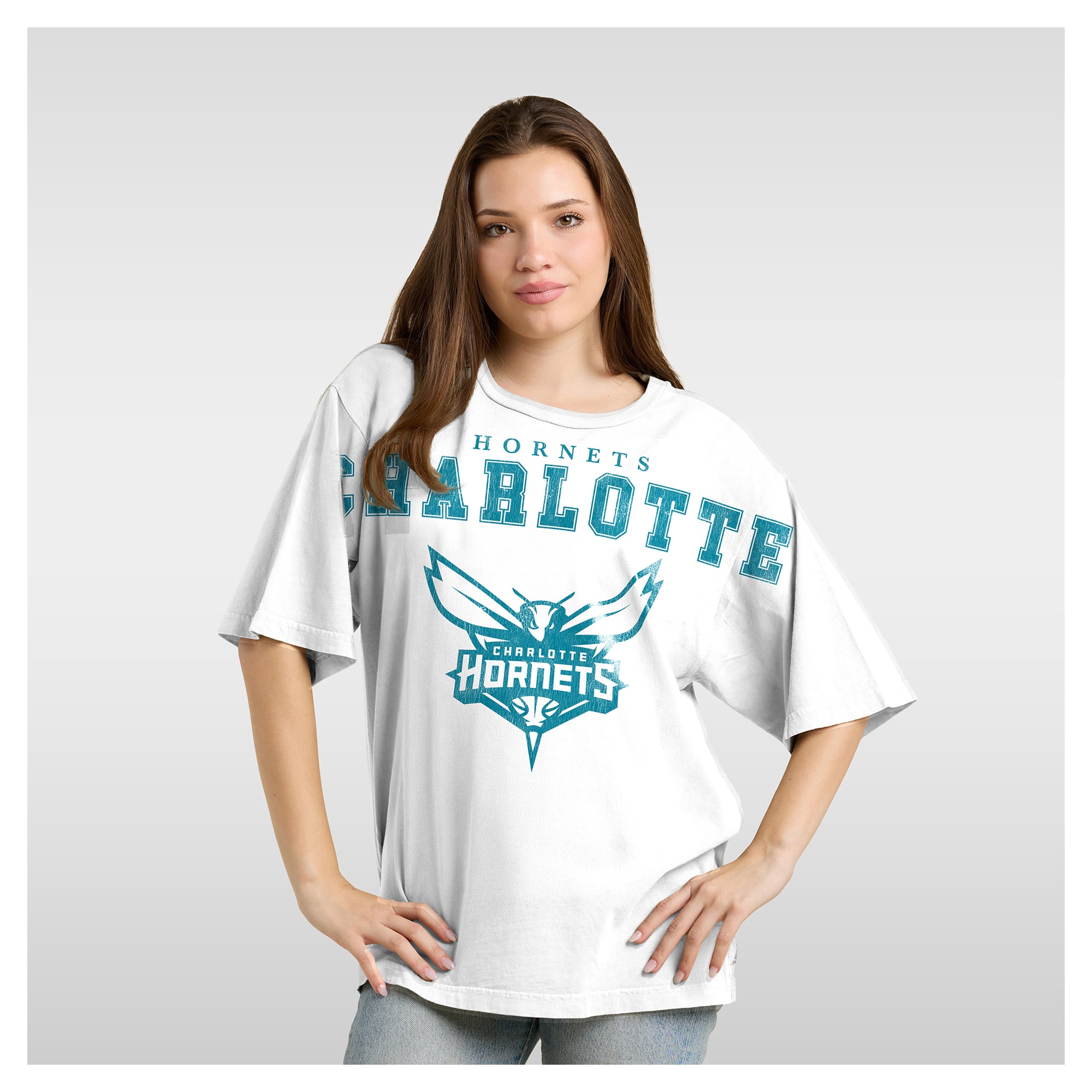 Women's Fanatics White Charlotte Hornets Spirit Relaxed Jersey T-Shirt