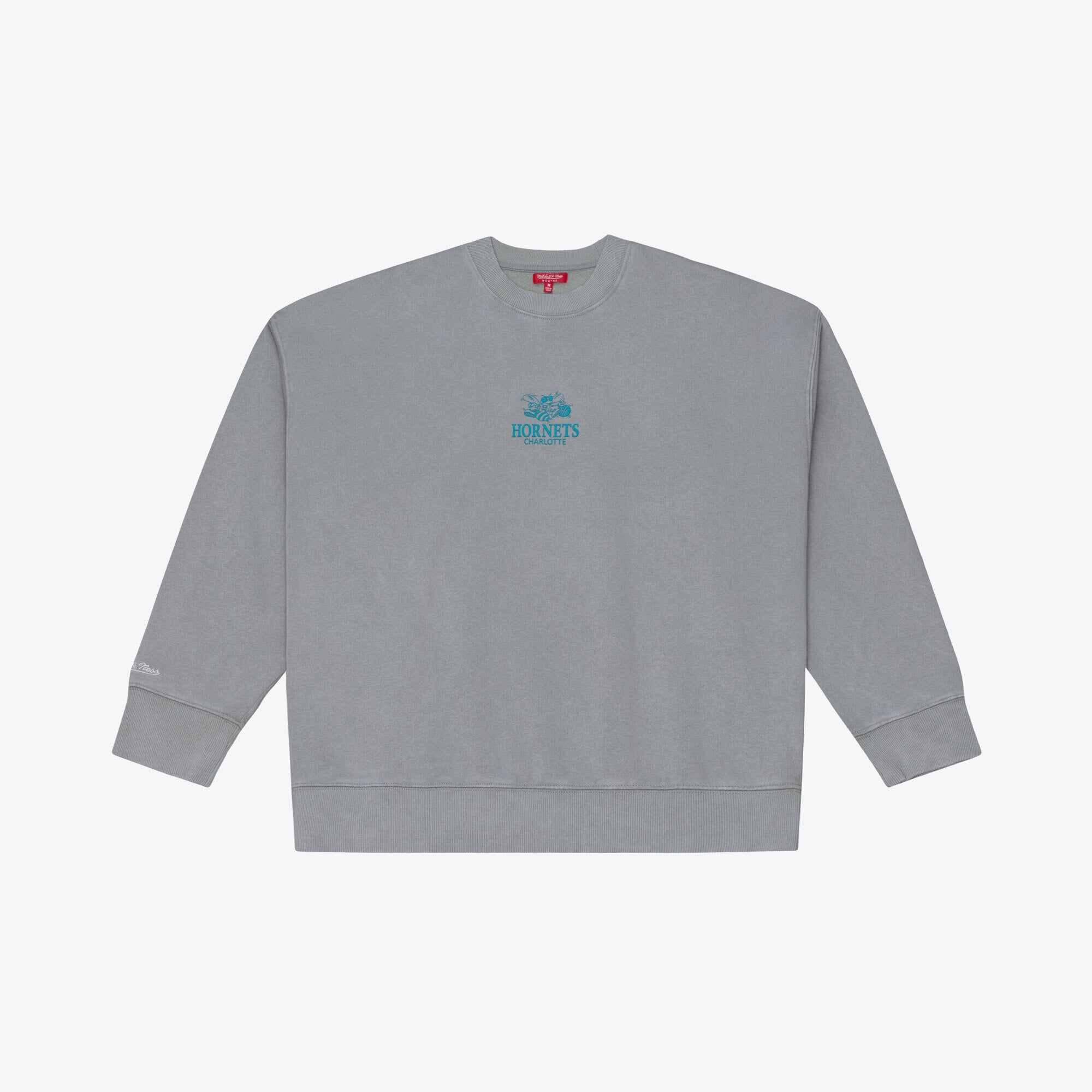 Women's Mitchell & Ness  Gray Charlotte Hornets Core Essentials Micro Logo Fleece Sweatshirt