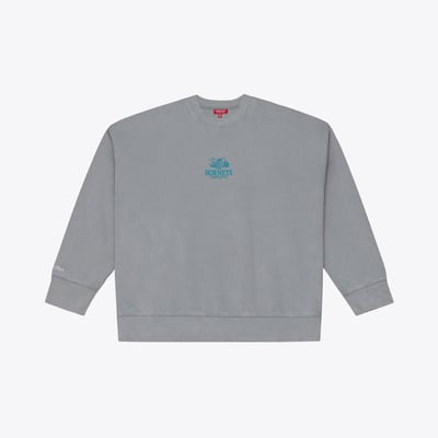  Charlotte Hornets Mitchell & Ness Women's Core Essentials Micro Logo Fleece Sweatshirt - Gray