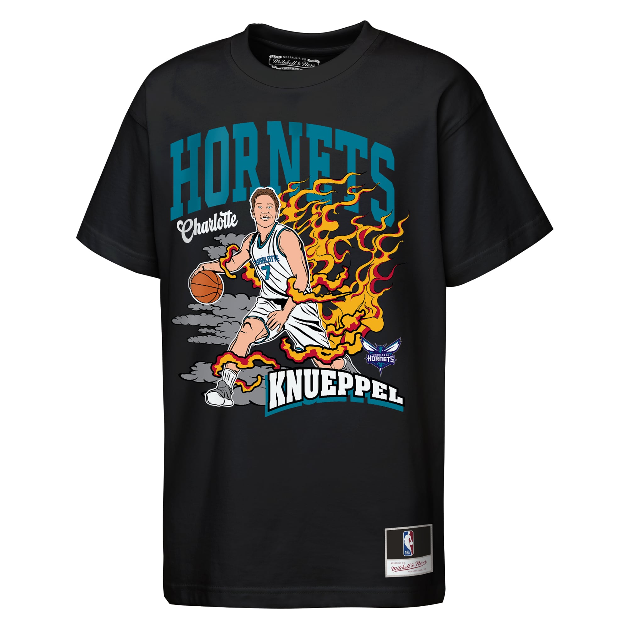 T-shirt Mitchell & Ness Kon Knueppel noir Charlotte Hornets Fired Up pour jeunes