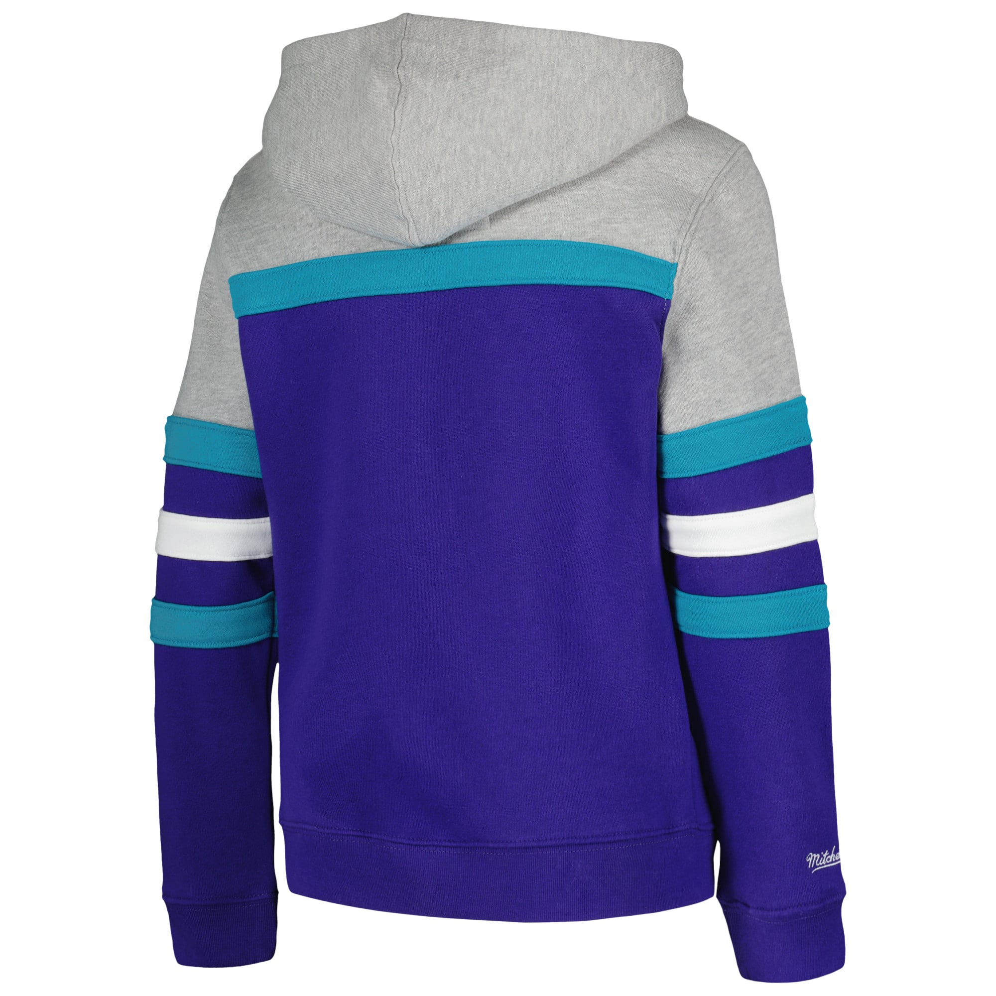 Youth Mitchell & Ness Purple/Heather Gray Charlotte Hornets Hardwood Classics Head Coach Pullover Hoodie