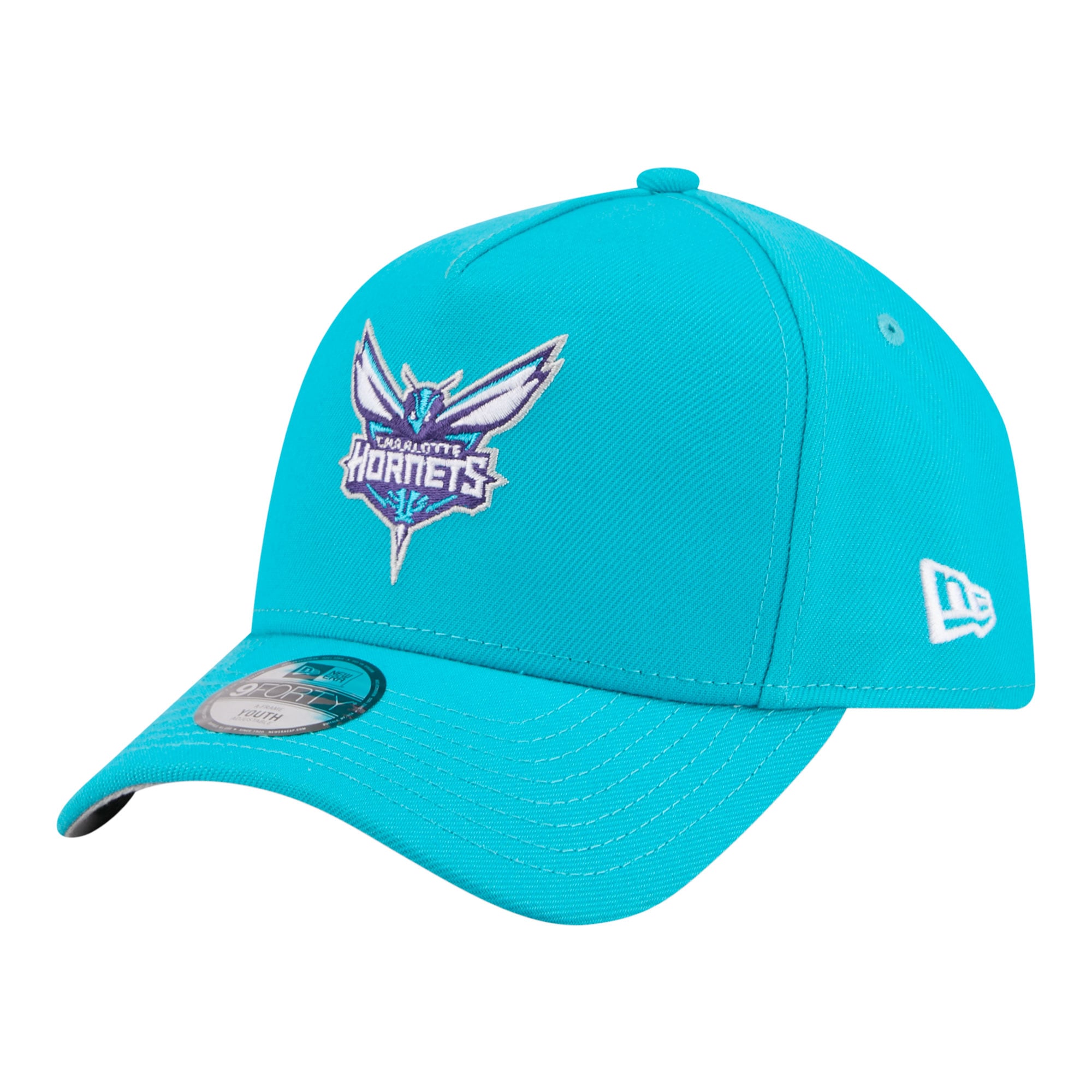 Youth Charlotte Hornets New Era Teal 9FORTY A-Frame Adjustable Hat