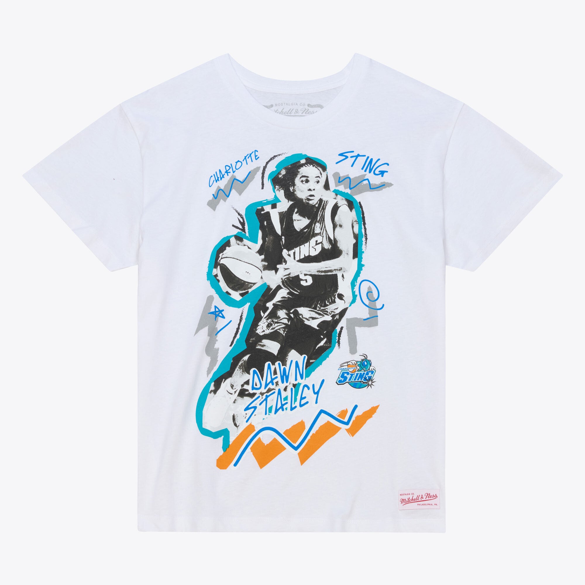 Unisex Mitchell & Ness Dawn Staley White Charlotte Sting Chalked Up T-Shirt - Court Origins