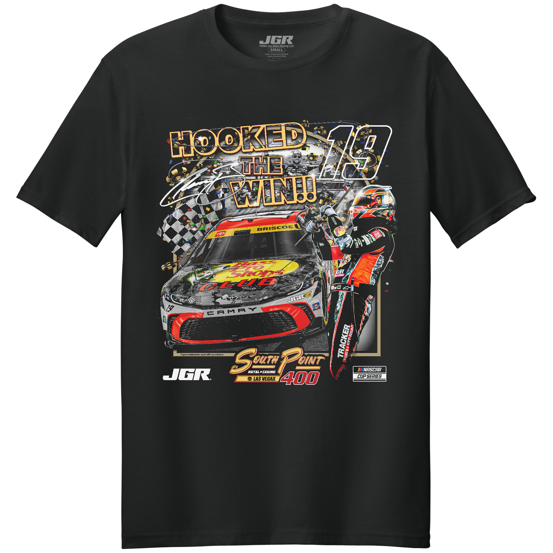 T-shirt homme Classic Ink Charcoal Chase Briscoe South Point 400, vainqueur de la course