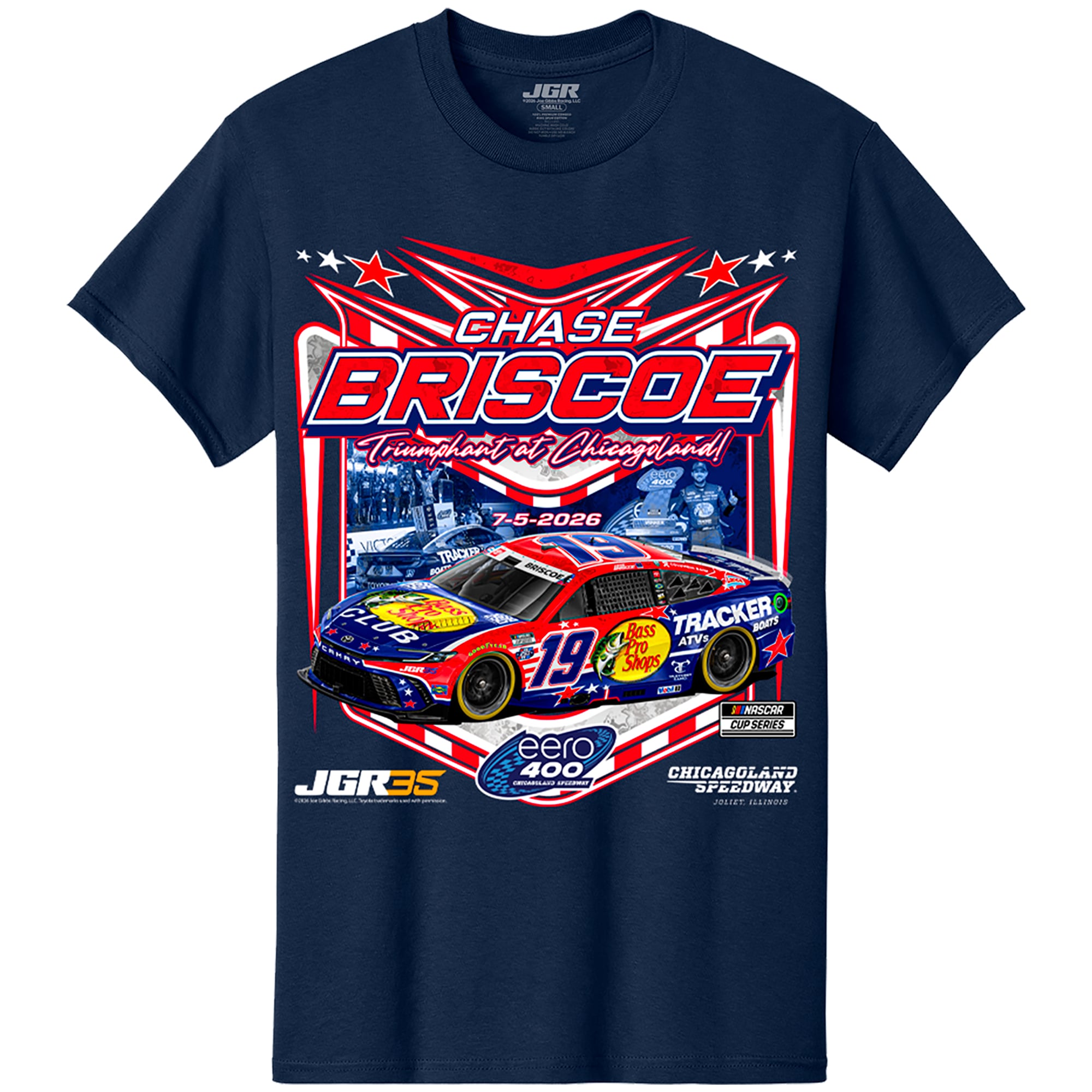 Men's Classic Ink Navy Chase Briscoe 2026 eero 400 Race Winner T-Shirt