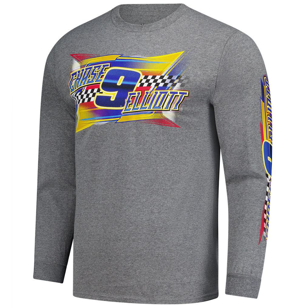 Men's Chase Elliott Classic Ink Heather Charcoal Long Sleeve T-Shirt