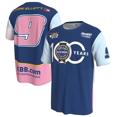 Chase Elliott ProSphere Kelly Blue Book 100th Anniversary T-Shirt - Blue