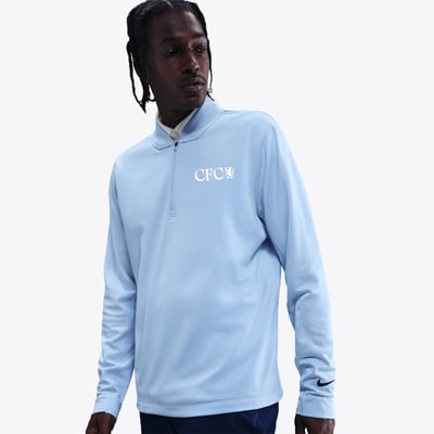 Chelsea Nike Therma-FIT Velocity 1/2 Zip Golf Top - Blue - Mens