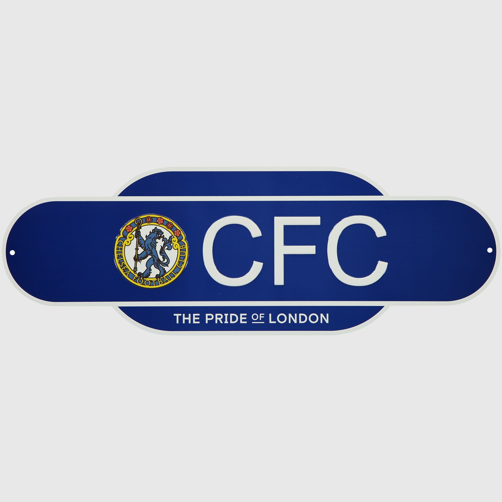 Chelsea FC Rustikales Gartenschild – Metallschild Mit Wappen & Aufhängekette