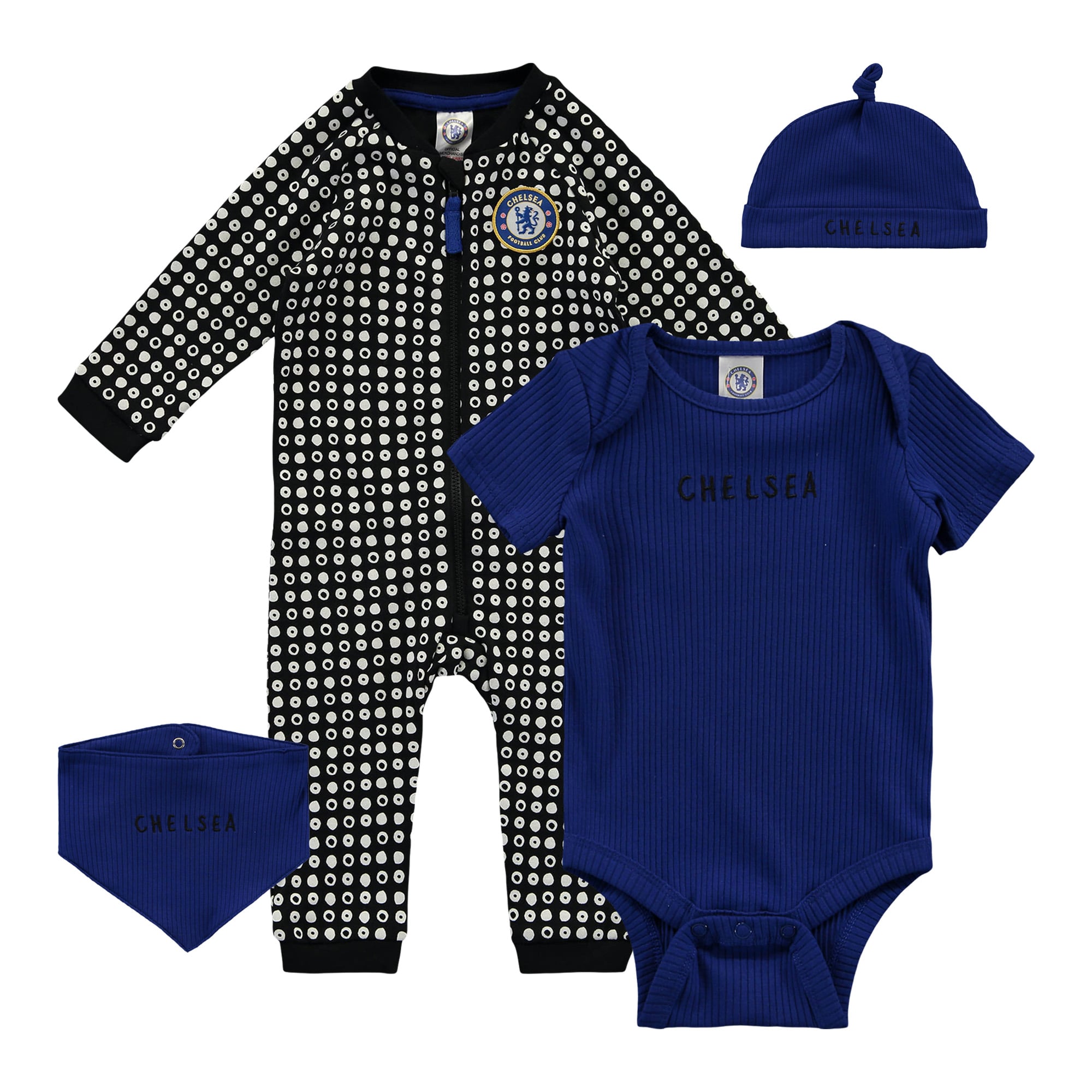 Chelsea Romper 4pc Layette Set - Blue/Black - Baby